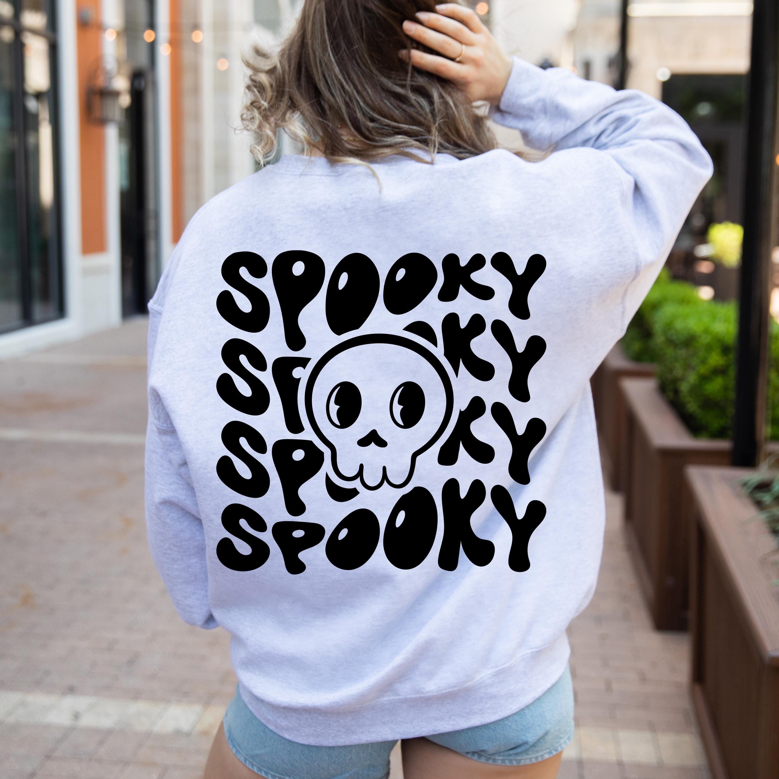 Halloween spooky skeleton sweatshirt, Halloween cute skeleton head sweatshirt, Spooky Season Sweatshirt, halloween gift, unisex sweatshirt