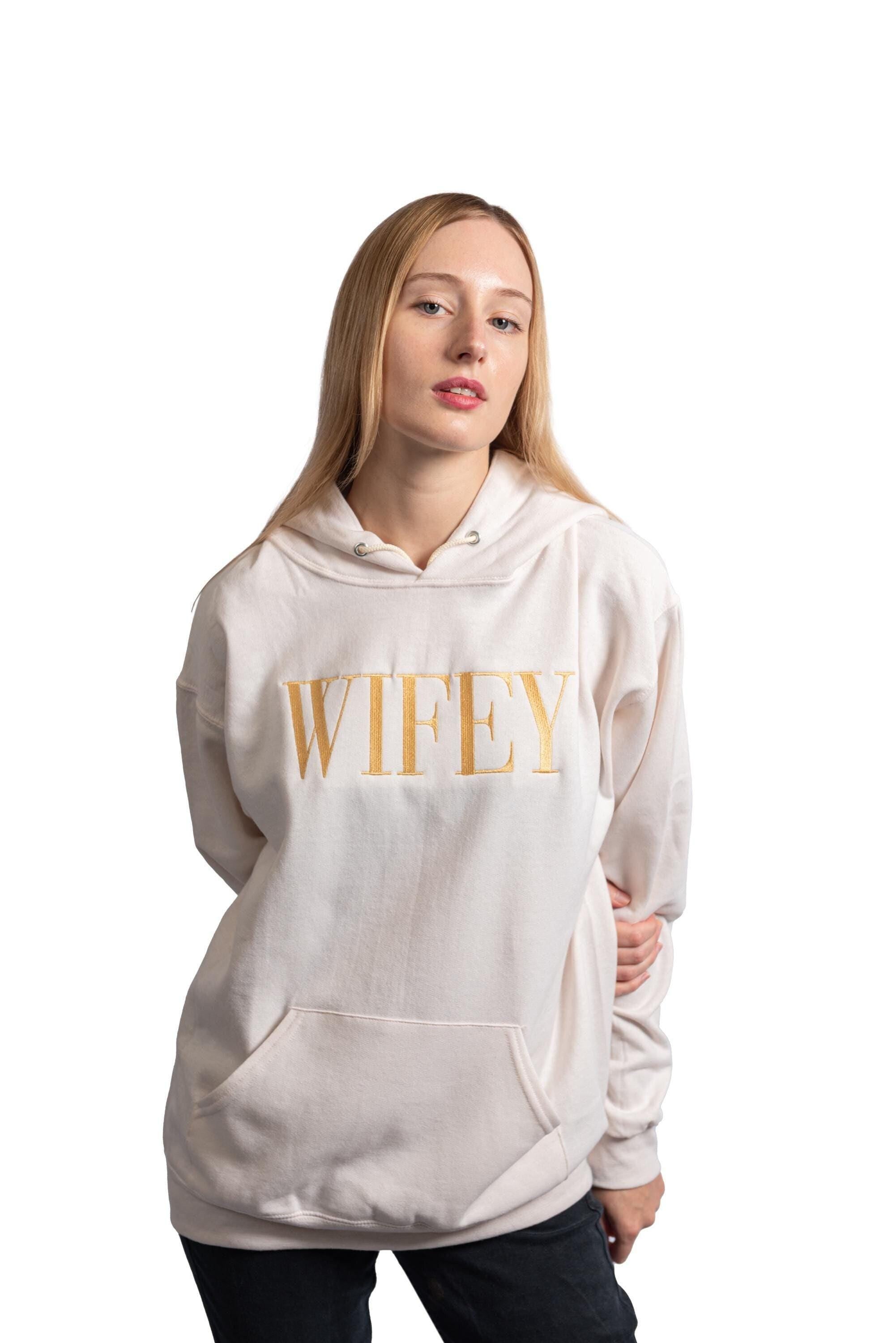 Embroidered Wifey Hoodie, Anniversary Gift, Valentine Hoodie, Bridal Shower Embroidered Hoodie Gift, Embroidered Wifey Crewneck, Bride Gift