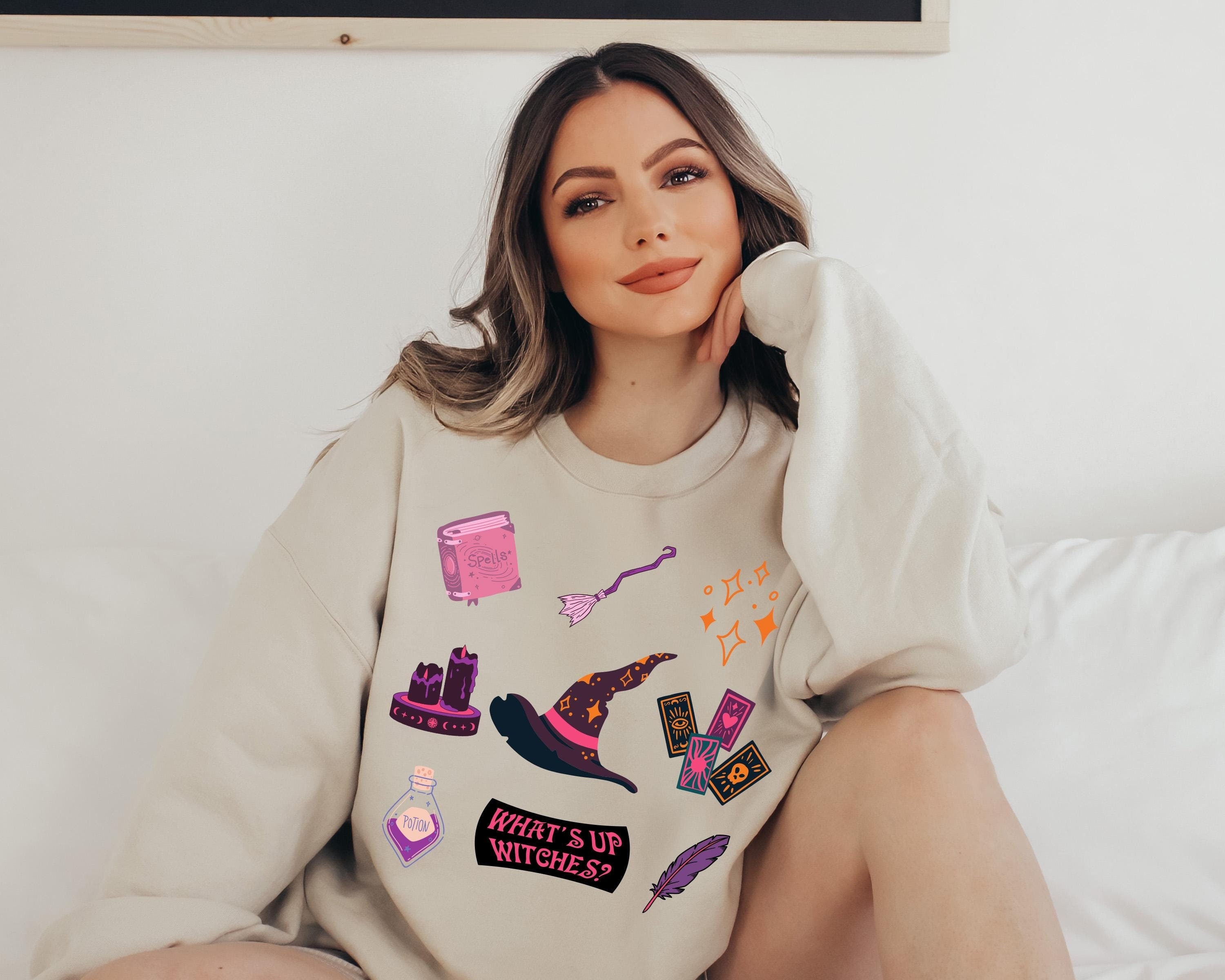 What's up witches cute halloween sweatshirt, Spooky Sweatshirt, cute Halloween Sweatshirt, Witch sweatshirt, Spooky Season Sweatshirt