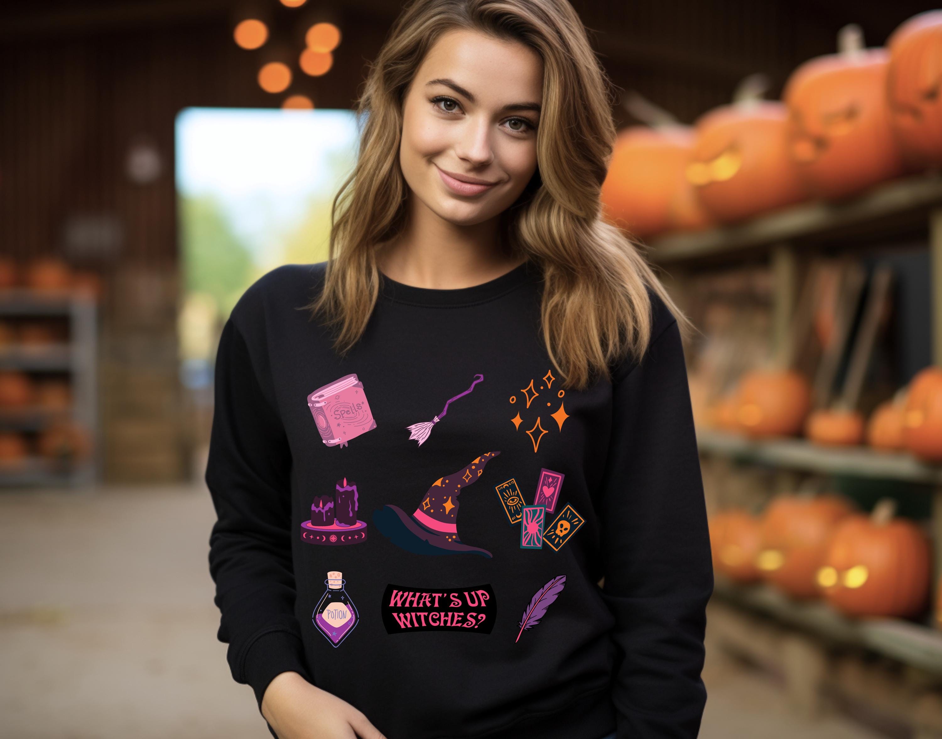 What's up witches cute halloween sweatshirt, Spooky Sweatshirt, cute Halloween Sweatshirt, Witch sweatshirt, Spooky Season Sweatshirt