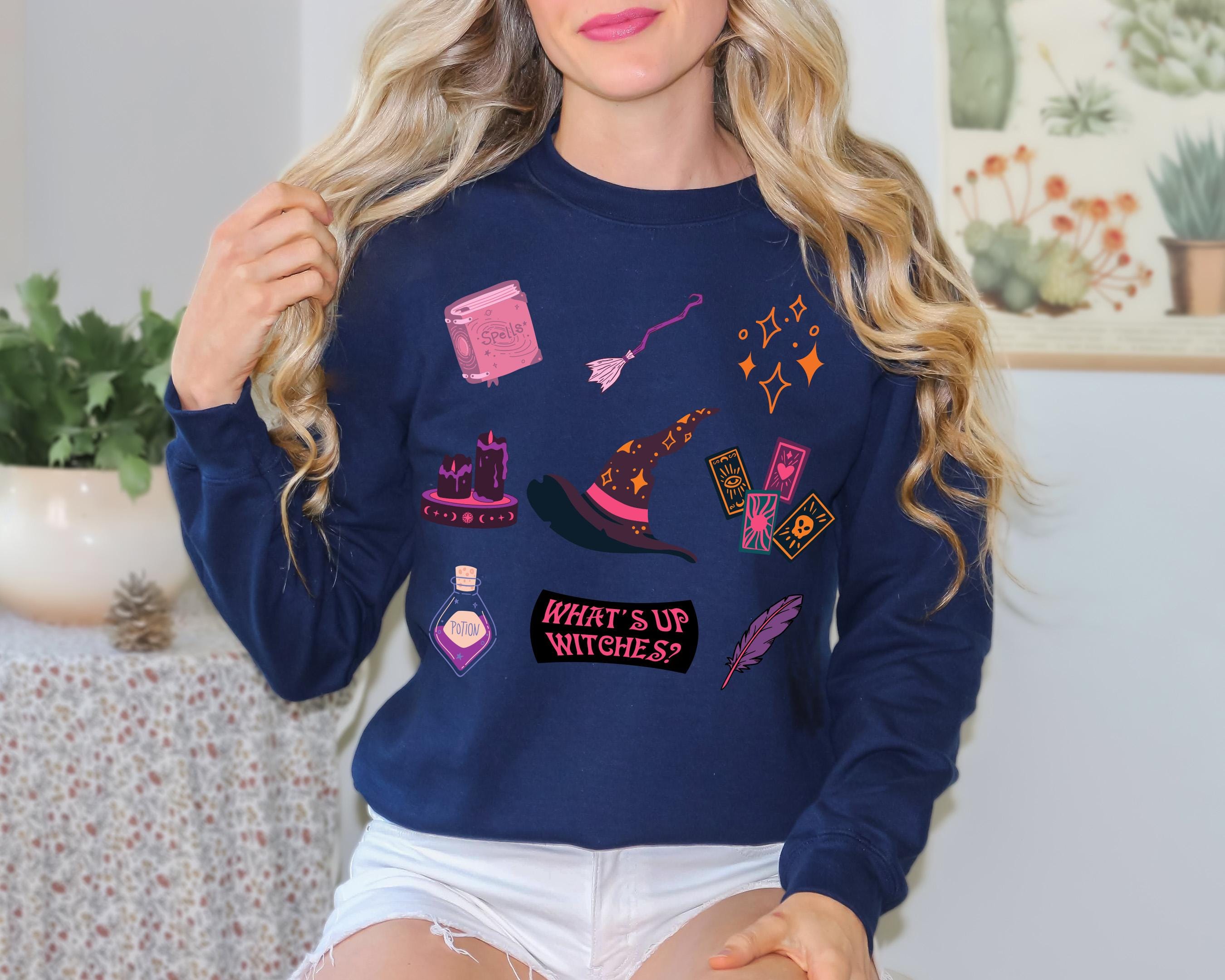What's up witches cute halloween sweatshirt, Spooky Sweatshirt, cute Halloween Sweatshirt, Witch sweatshirt, Spooky Season Sweatshirt