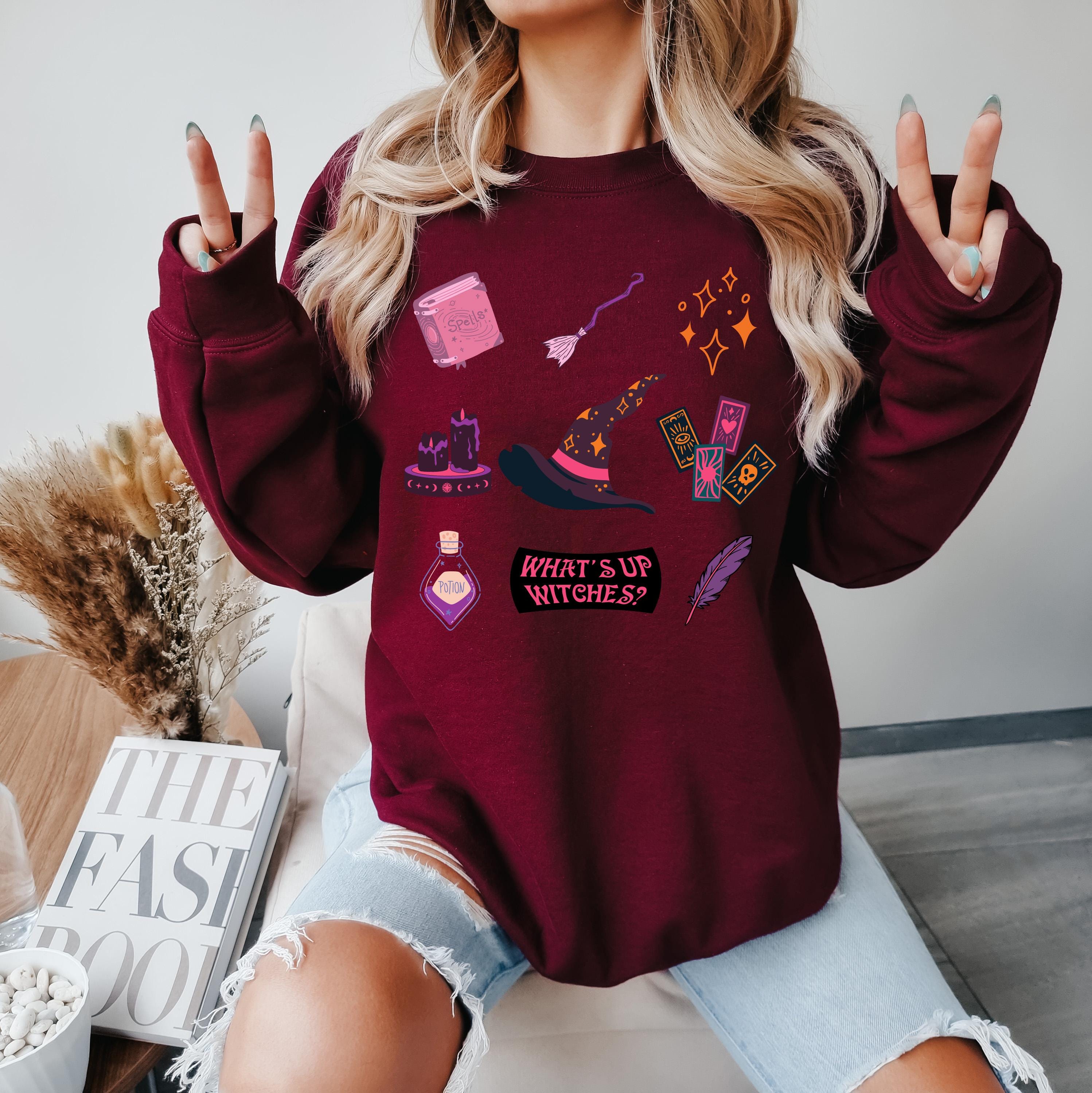 What's up witches cute halloween sweatshirt, Spooky Sweatshirt, cute Halloween Sweatshirt, Witch sweatshirt, Spooky Season Sweatshirt