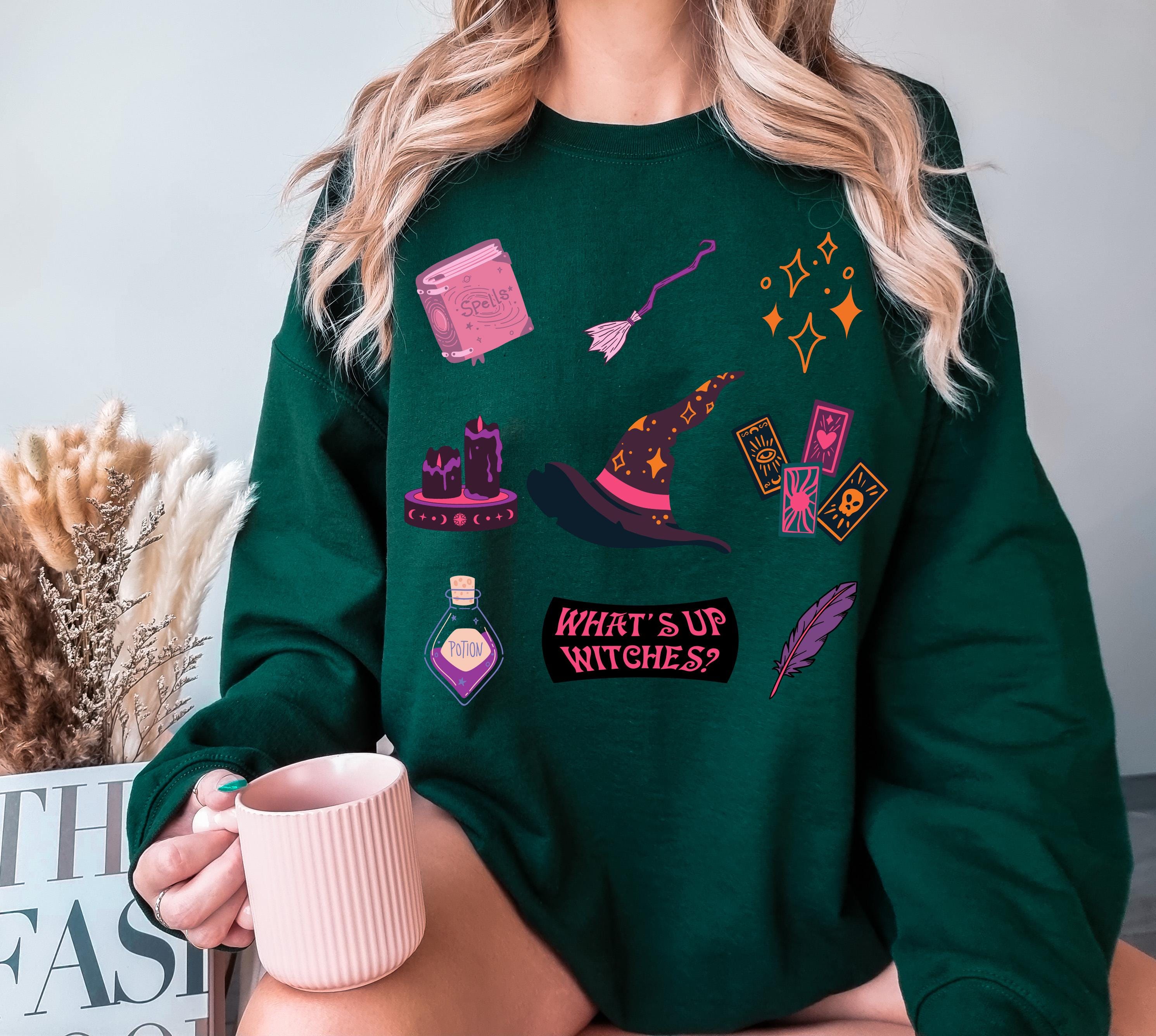 What's up witches cute halloween sweatshirt, Spooky Sweatshirt, cute Halloween Sweatshirt, Witch sweatshirt, Spooky Season Sweatshirt