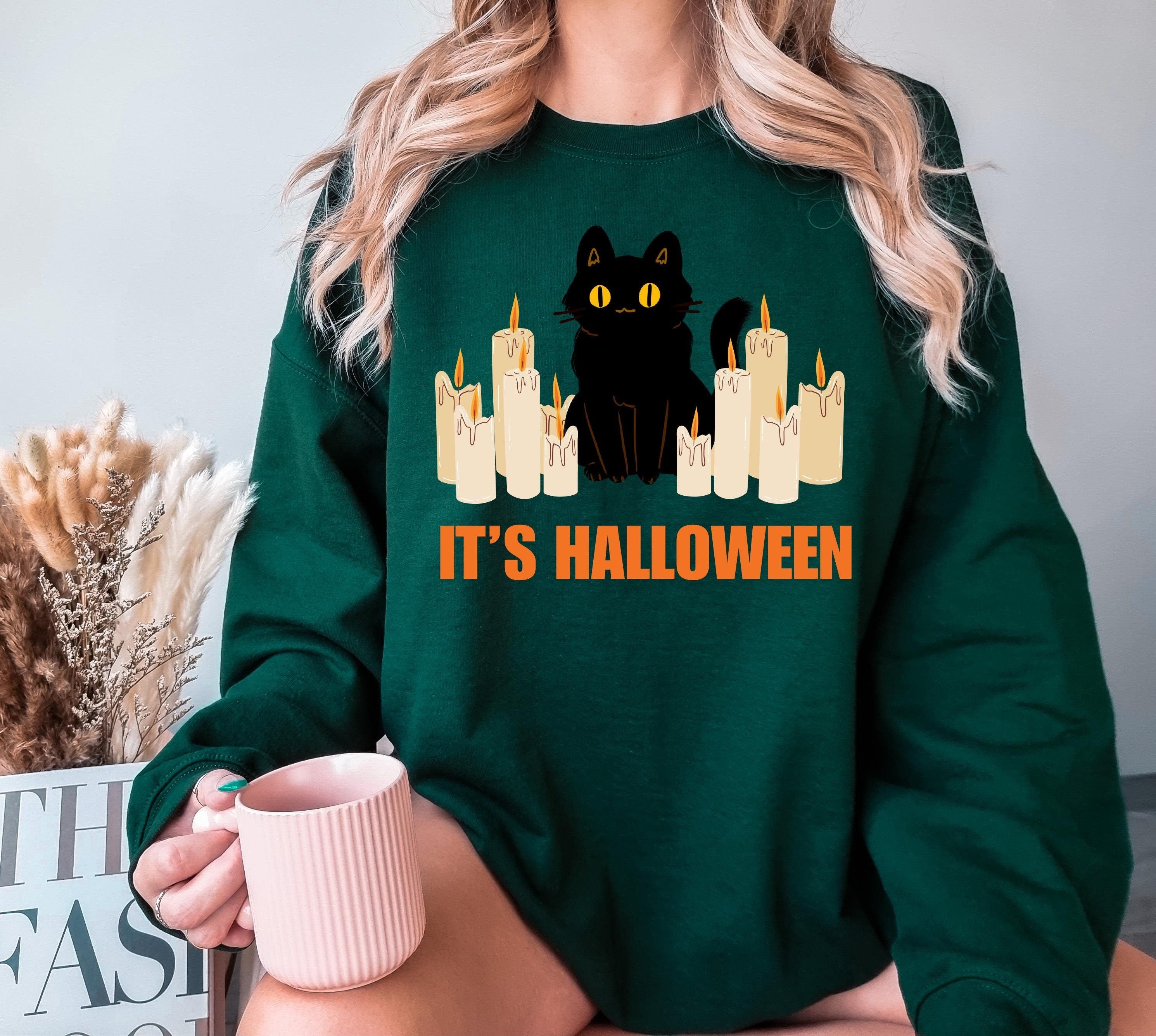 It's halloween black cat sweatshirt, Spooky Sweatshirt, Black cat sweatshirt, Halloween Crewneck, Spooky Season Sweatshirt, halloween gift
