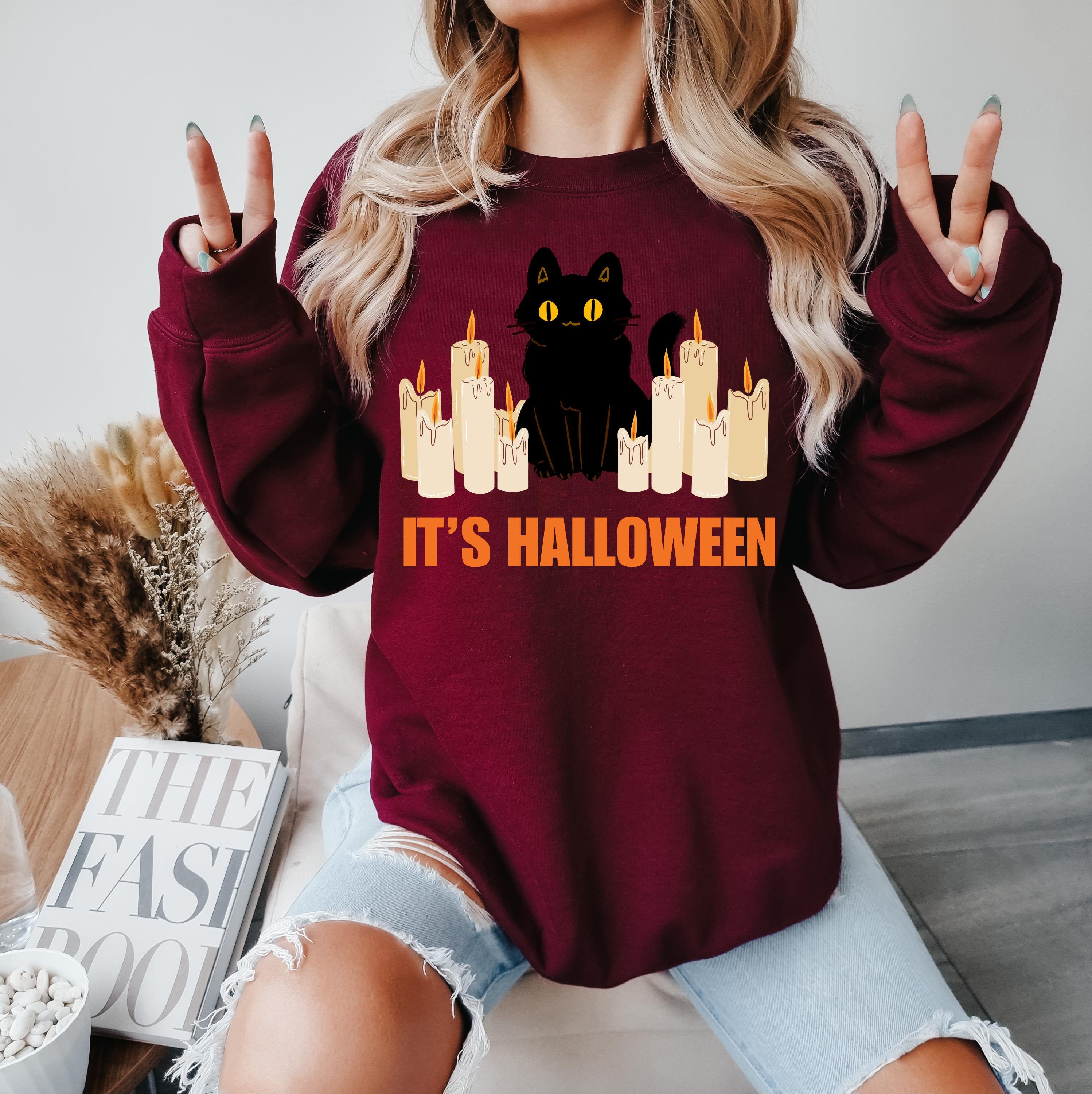 It's halloween black cat sweatshirt, Spooky Sweatshirt, Black cat sweatshirt, Halloween Crewneck, Spooky Season Sweatshirt, halloween gift
