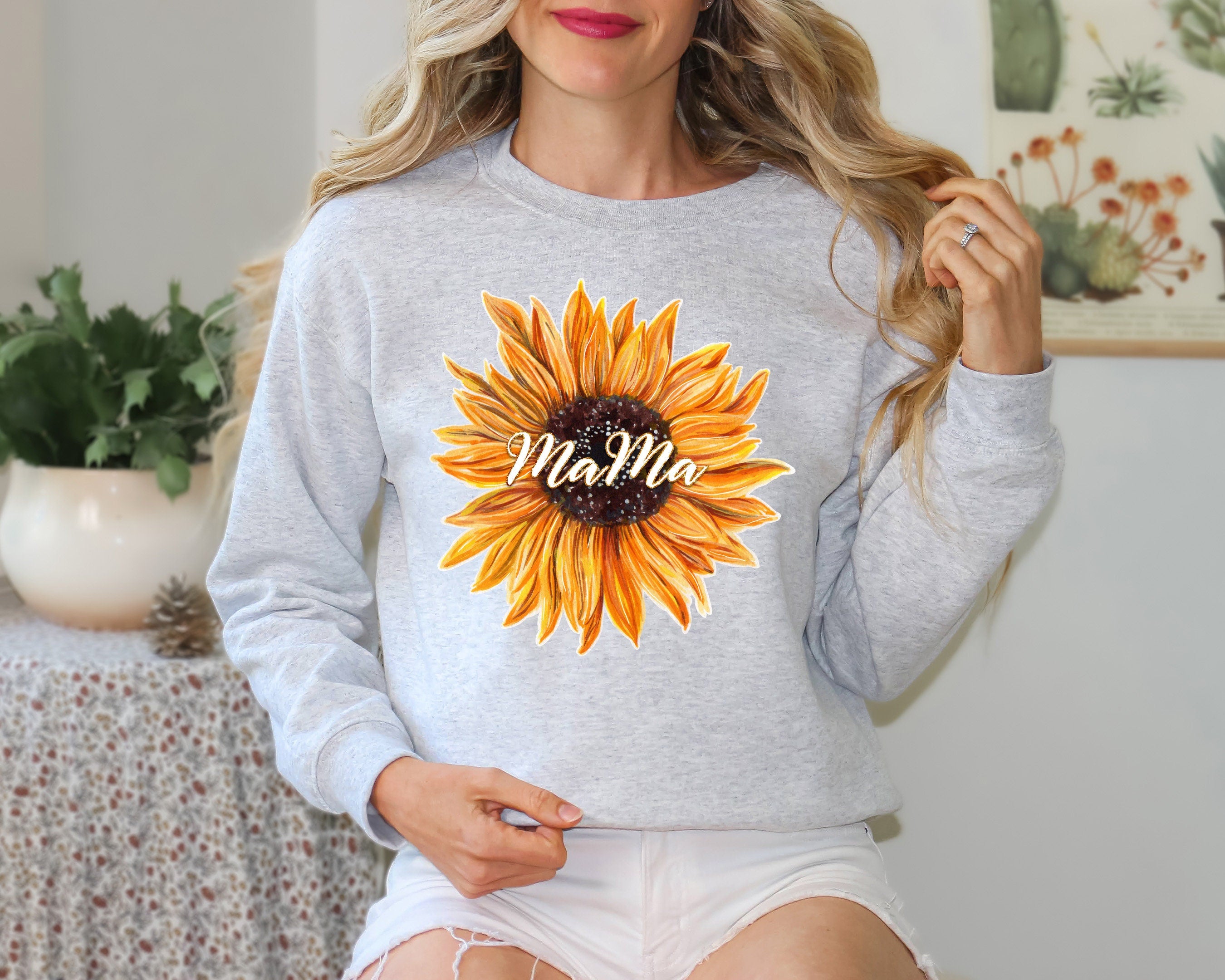 Custom Mama  Floral Sweatshirt, Custom Mama Crewneck With Kids Names, Flower On Sleever, Gift For New Mom, Mother's Day Gift