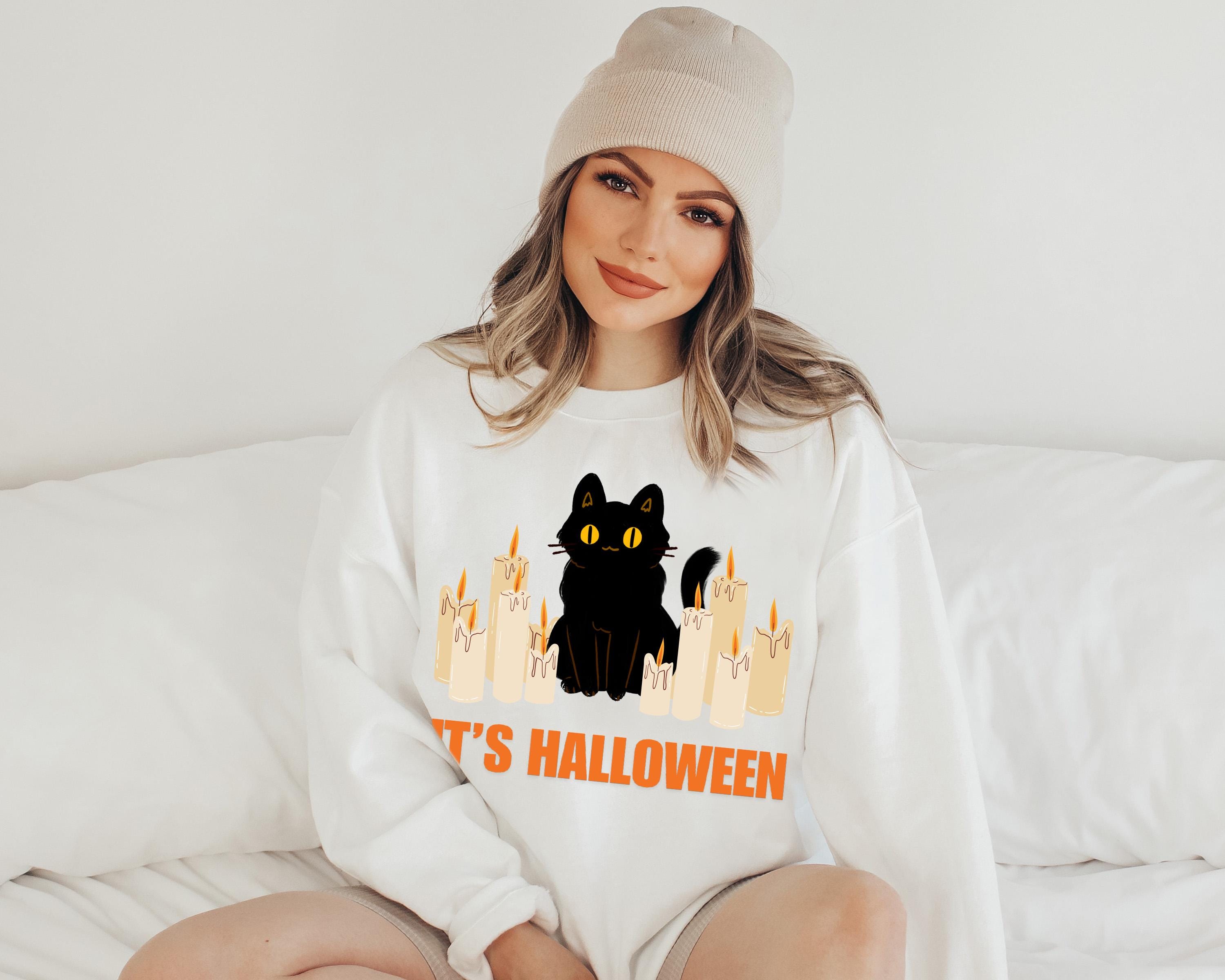 It's halloween black cat sweatshirt, Spooky Sweatshirt, Black cat sweatshirt, Halloween Crewneck, Spooky Season Sweatshirt, halloween gift