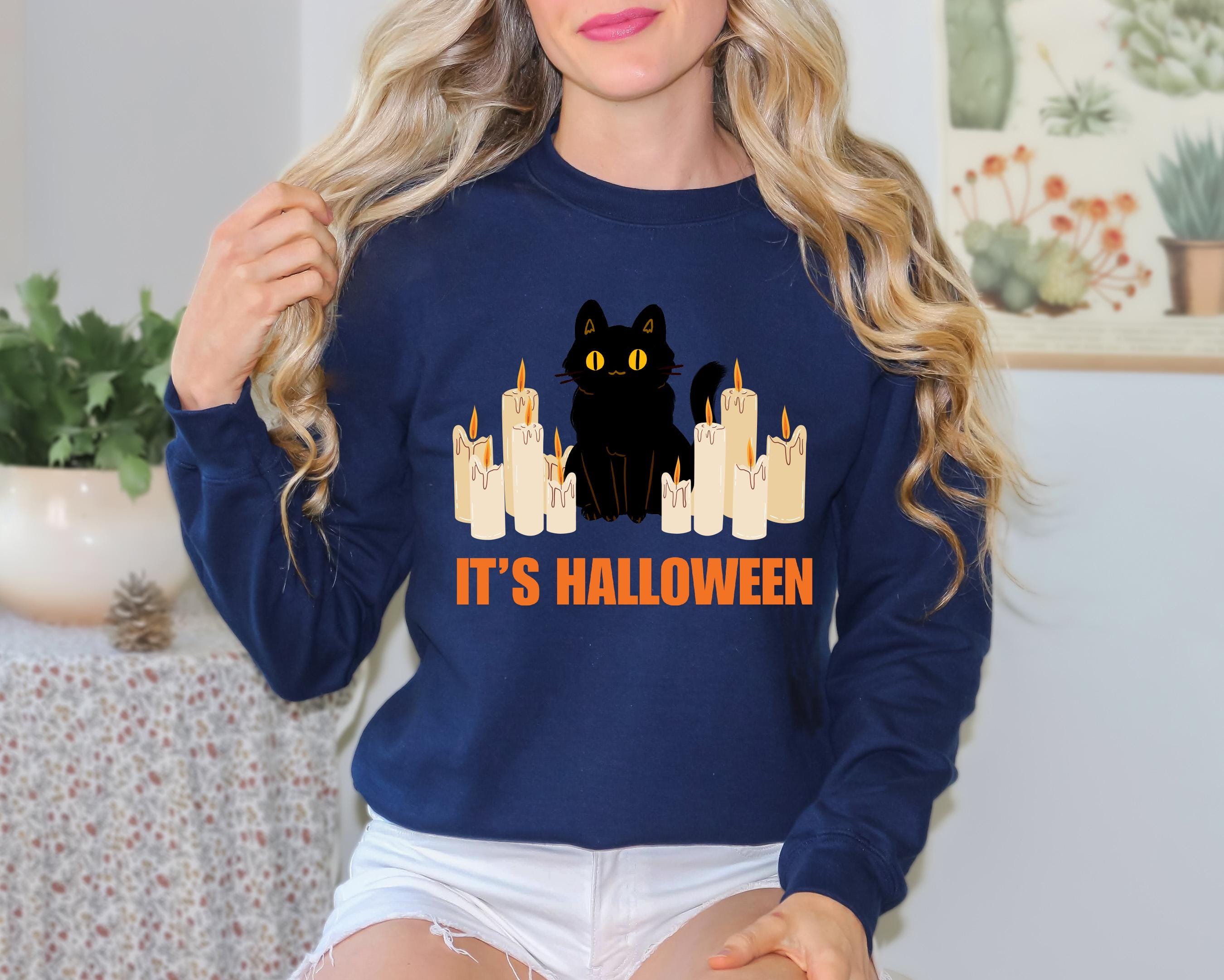 It's halloween black cat sweatshirt, Spooky Sweatshirt, Black cat sweatshirt, Halloween Crewneck, Spooky Season Sweatshirt, halloween gift