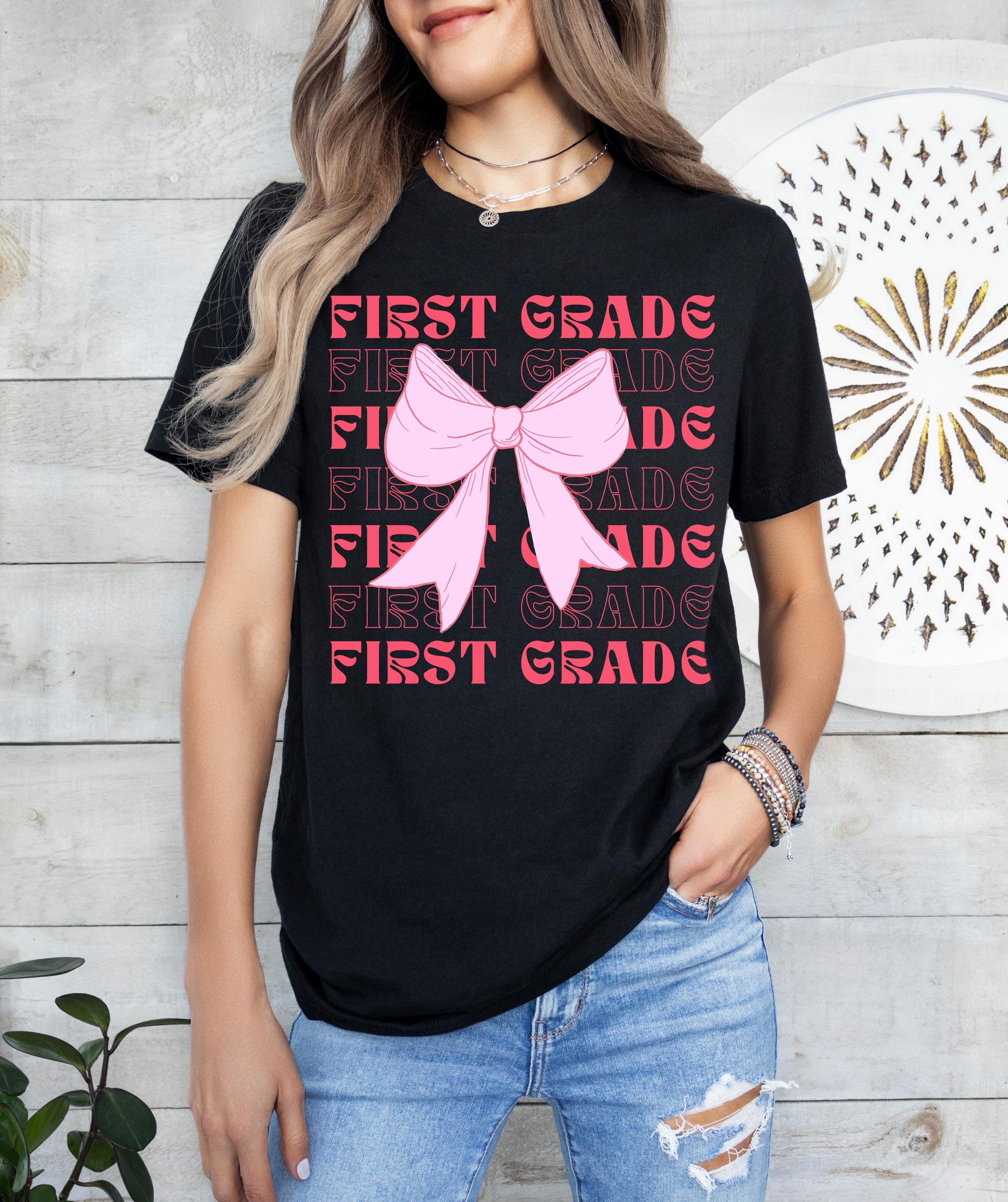 First grade girl coquette bow school tshirt, School Shirt, Cute First Day of School Tee, School Vibe Shirt, Back to school gift