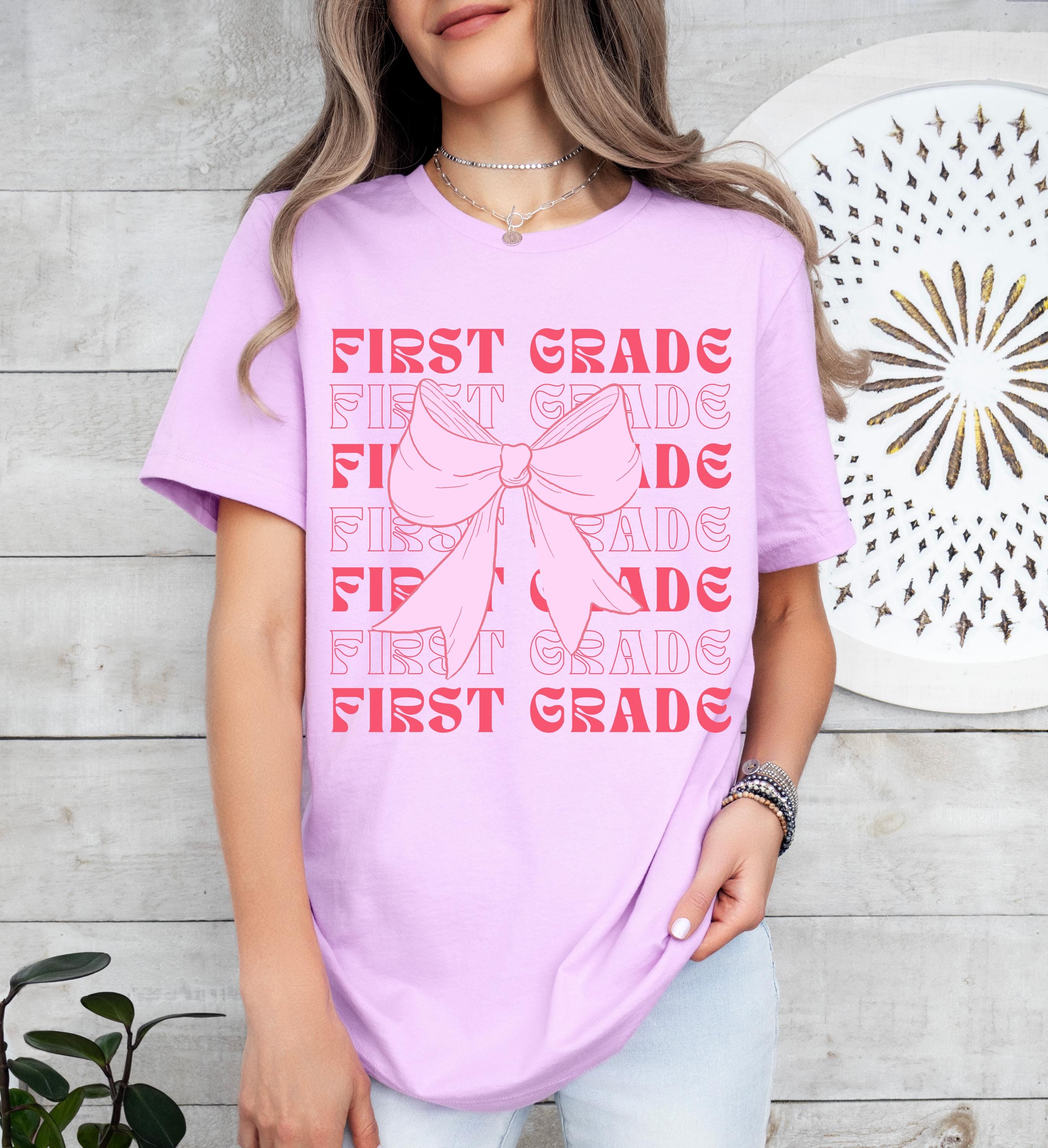 First grade girl coquette bow school tshirt, School Shirt, Cute First Day of School Tee, School Vibe Shirt, Back to school gift