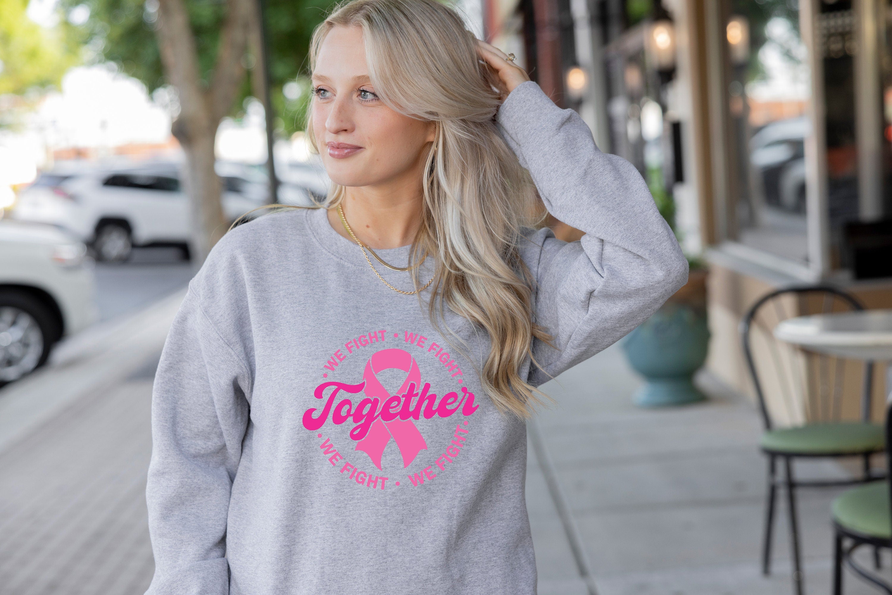 Together We Fight Sweatshirt, Pink Ribbon Breast Cancer Sweatshirt,Warrior,Breast Cancer Awareness Gifts,Breast Cancer Super hero sweater