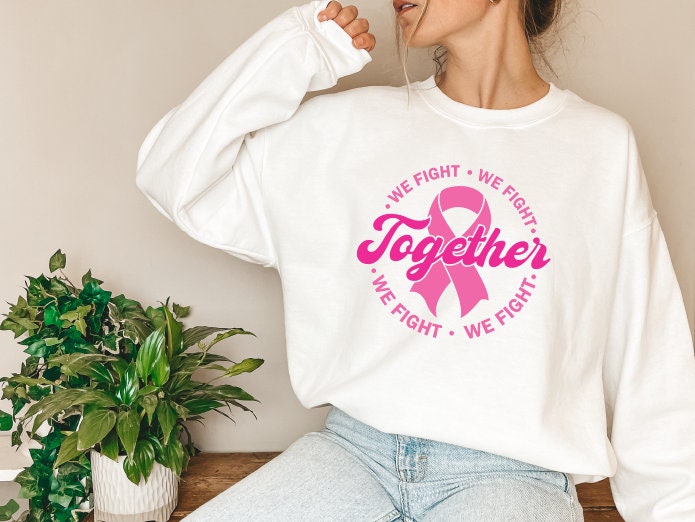 Together We Fight Sweatshirt, Pink Ribbon Breast Cancer Sweatshirt,Warrior,Breast Cancer Awareness Gifts,Breast Cancer Super hero sweater