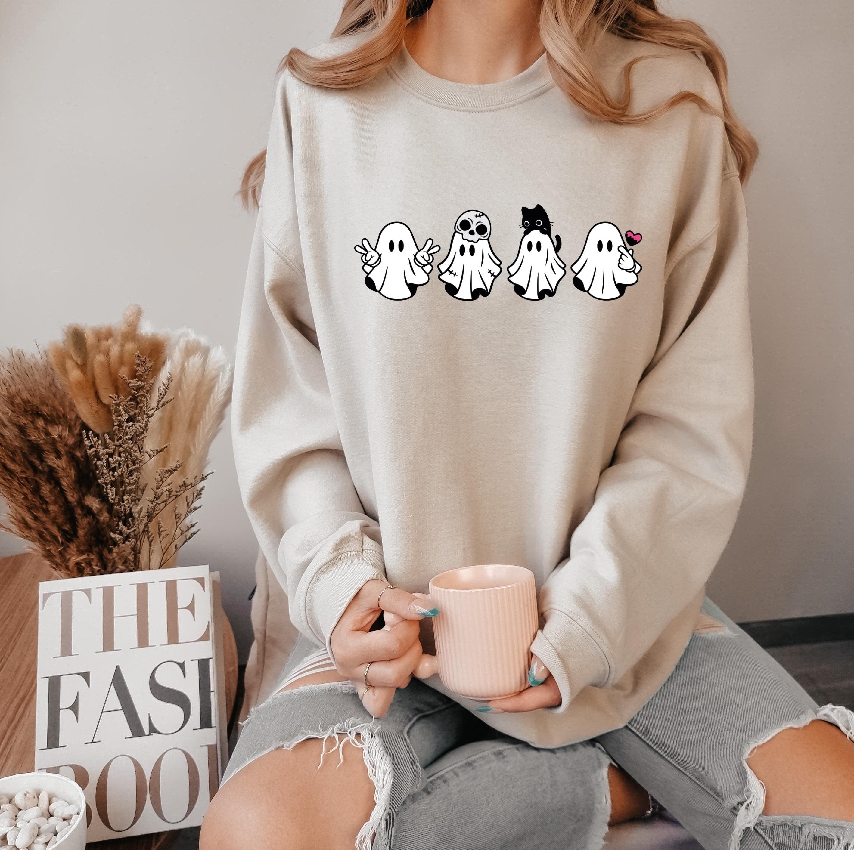 Cute Spooky Sweatshirt, Womens Ghost Sweatshirt, Fall Graphic Sweatshirt, Spooky Vibes Sweatshirt, Halloween Sweatshirt, Halloween Shirt