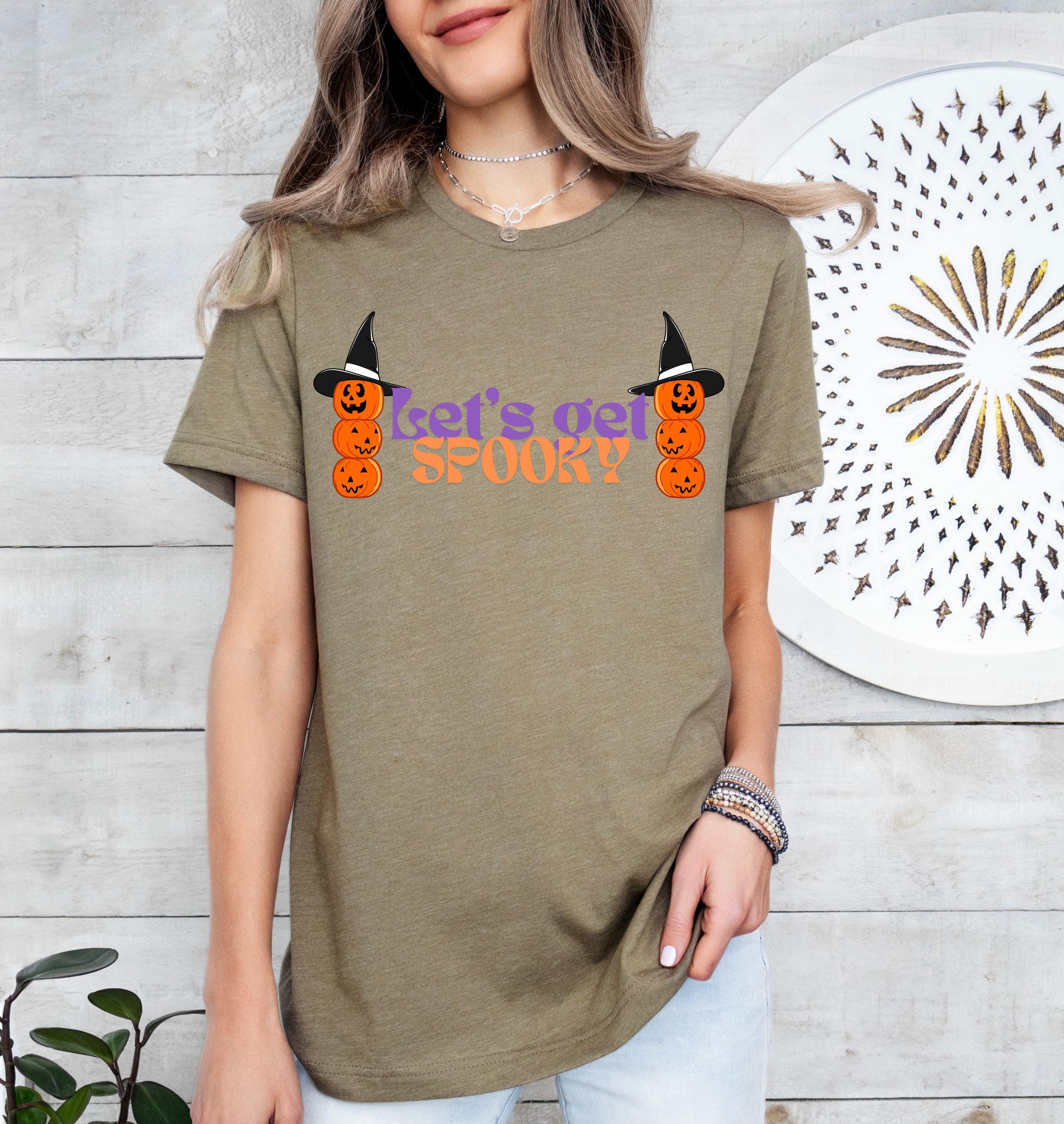 Let's get spooky halloween shirt ,Halloween pumpkin shirt , Spooky Season Shirt, Fall Shirt, Halloween Gift, Cute Fall TShirt
