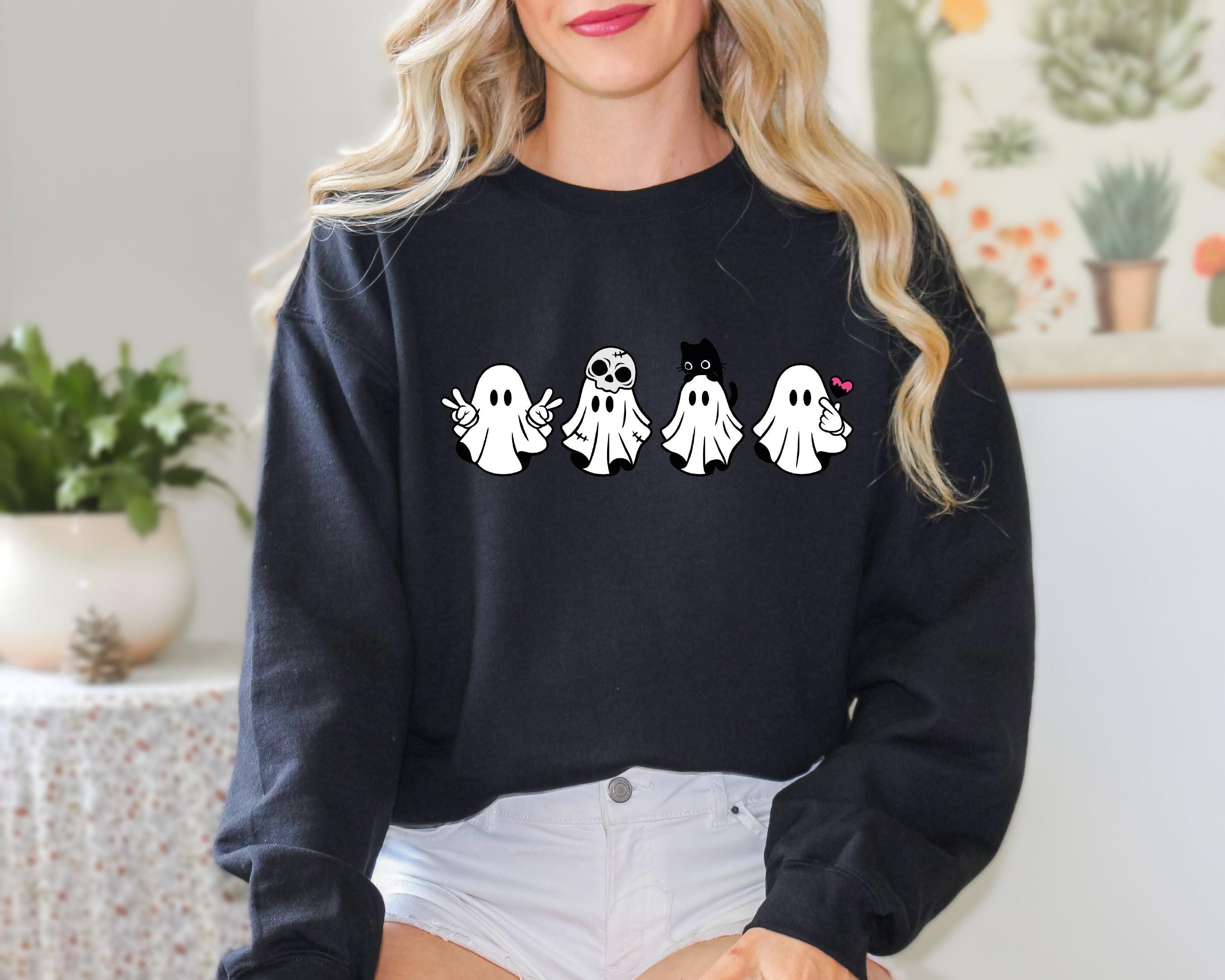 Cute Spooky Sweatshirt, Womens Ghost Sweatshirt, Fall Graphic Sweatshirt, Spooky Vibes Sweatshirt, Halloween Sweatshirt, Halloween Shirt