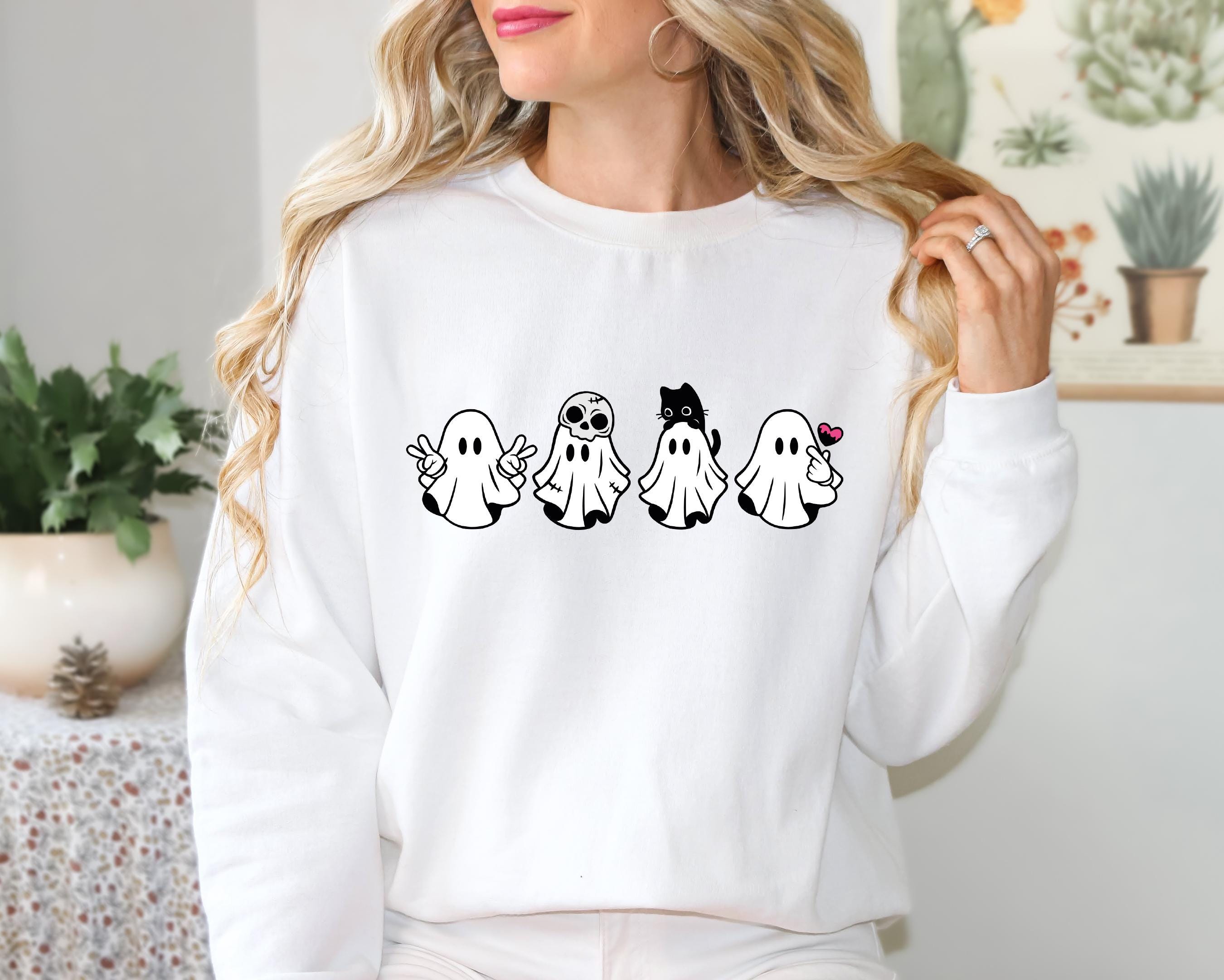 Cute Spooky Sweatshirt, Womens Ghost Sweatshirt, Fall Graphic Sweatshirt, Spooky Vibes Sweatshirt, Halloween Sweatshirt, Halloween Shirt