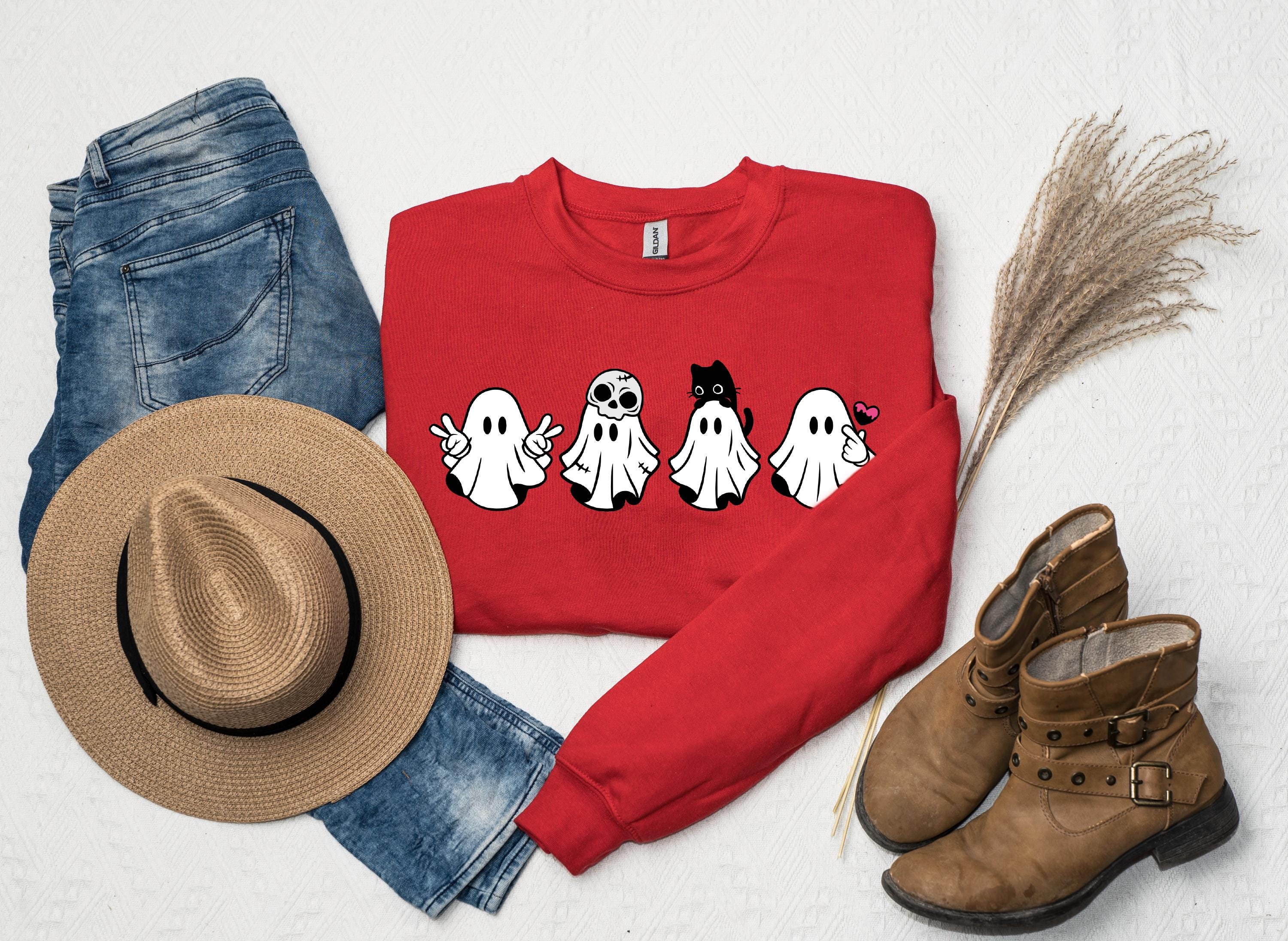 Cute Spooky Sweatshirt, Womens Ghost Sweatshirt, Fall Graphic Sweatshirt, Spooky Vibes Sweatshirt, Halloween Sweatshirt, Halloween Shirt