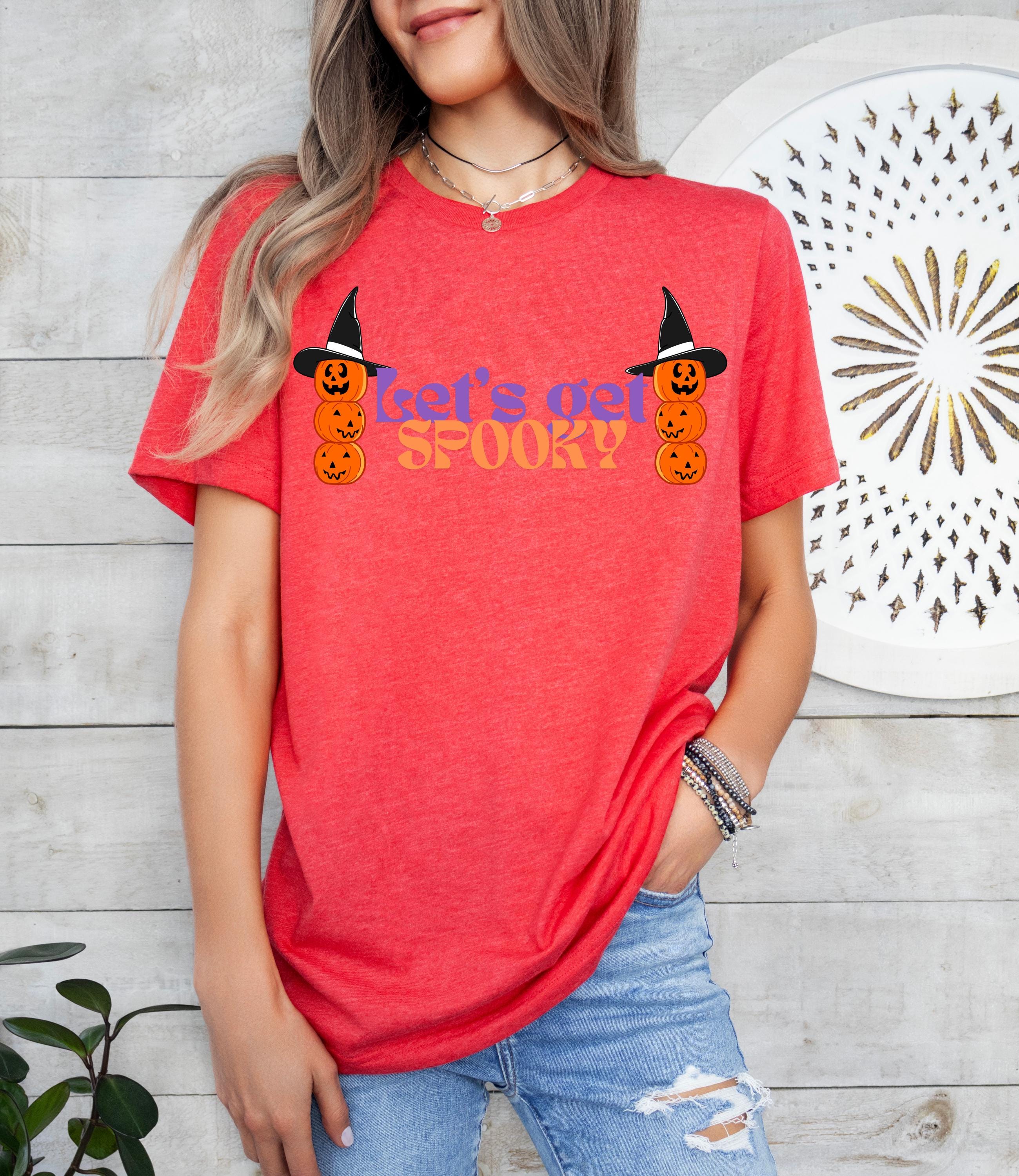 Let's get spooky halloween shirt ,Halloween pumpkin shirt , Spooky Season Shirt, Fall Shirt, Halloween Gift, Cute Fall TShirt