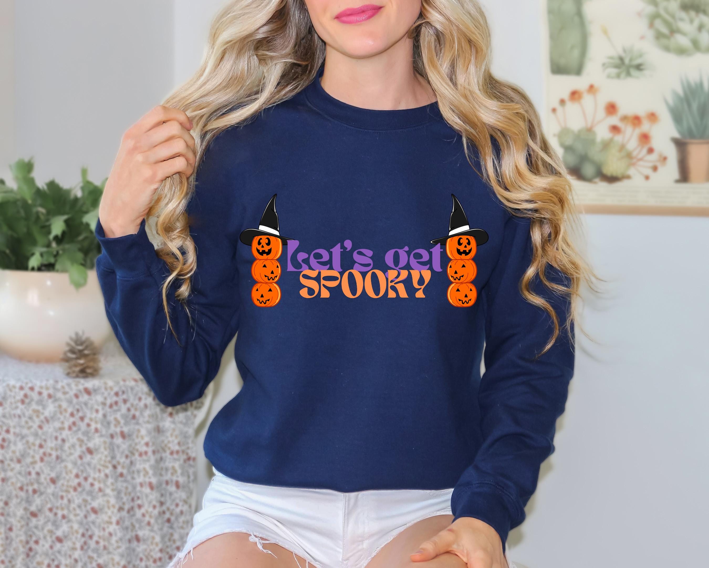 Let's get spooky halloween sweatshirt ,Halloween pumpkin sweatshirt , Spooky Season sweat, Shirt, Fall sweatshirt, Halloween Gift