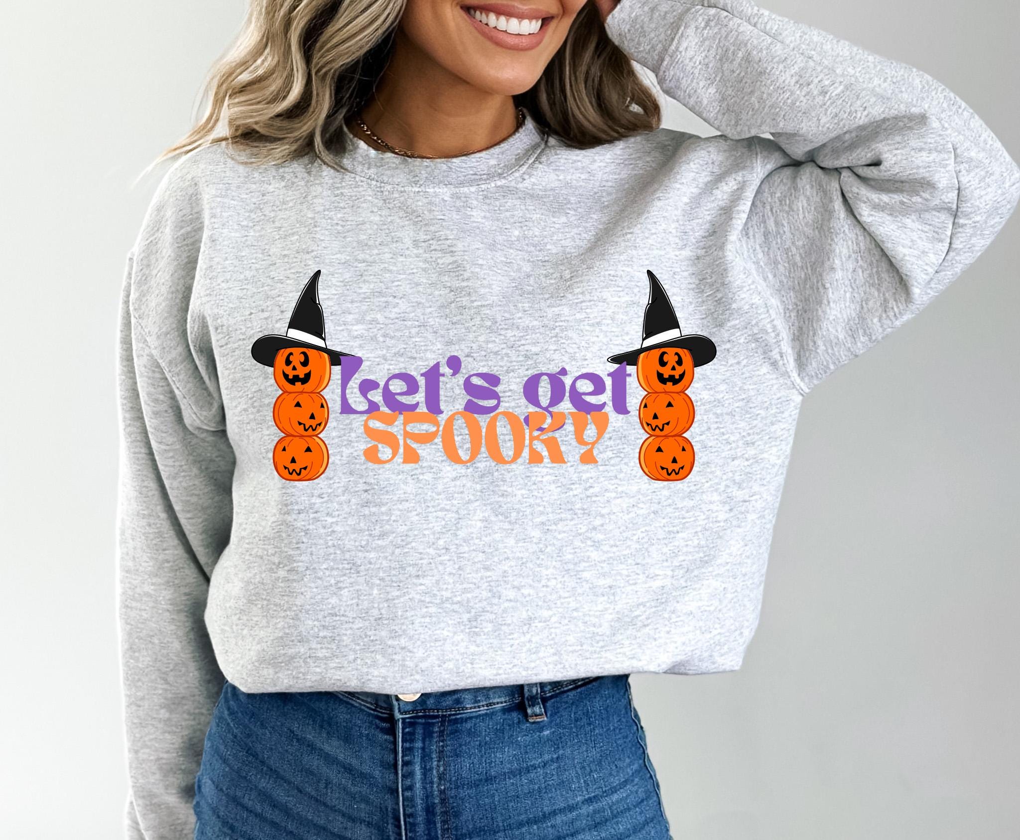 Let's get spooky halloween sweatshirt ,Halloween pumpkin sweatshirt , Spooky Season sweat, Shirt, Fall sweatshirt, Halloween Gift