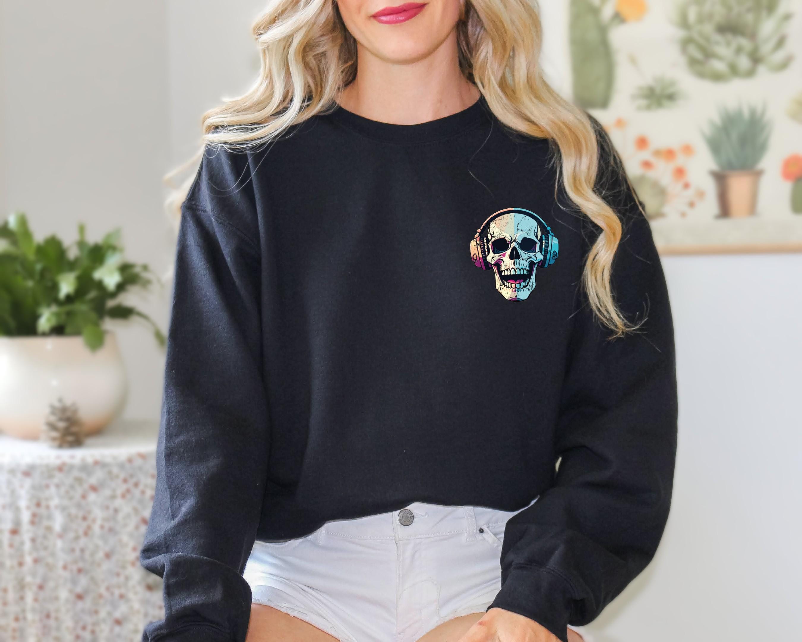 Skull Sweatshirt, Skeleton Sweatshirt, Funny Skeleton Sweatshirt, Halloween, Trendy Sweatshirt, Spooky Sweatshirt, Gothic Skull Sweatshirt