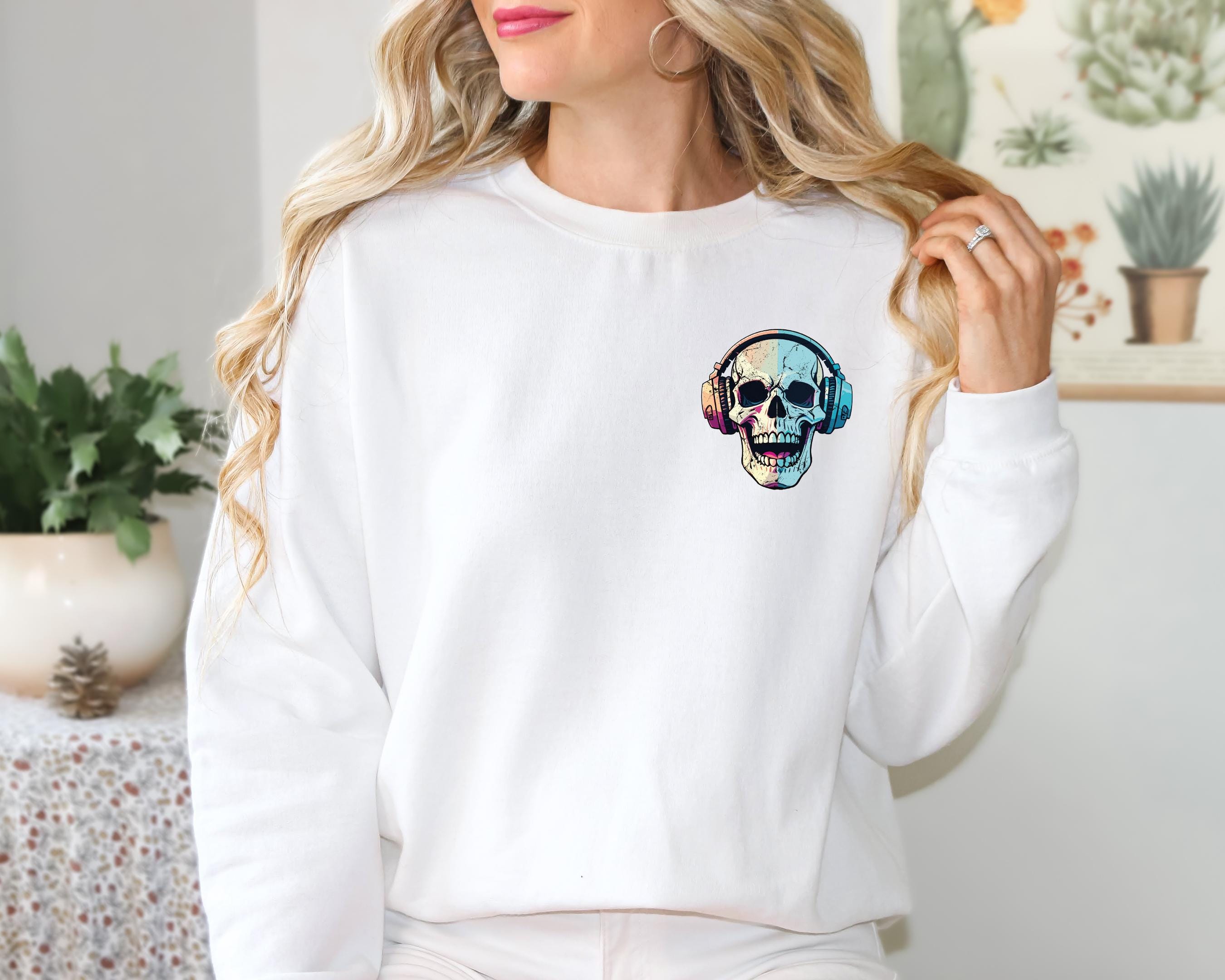 Skull Sweatshirt, Skeleton Sweatshirt, Funny Skeleton Sweatshirt, Halloween, Trendy Sweatshirt, Spooky Sweatshirt, Gothic Skull Sweatshirt
