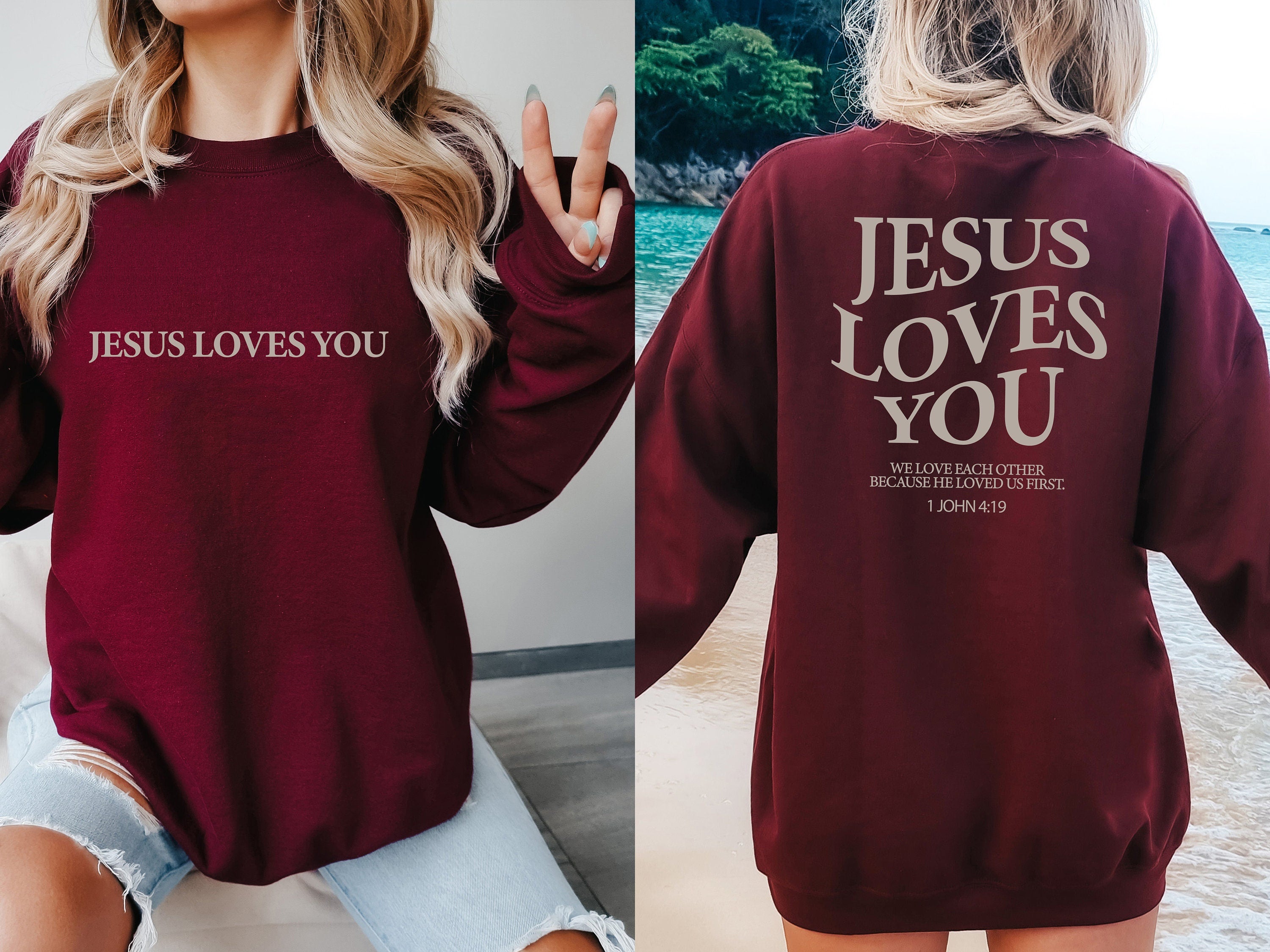 Jesus Love You Sweatshirt Jesus Sweatshirt Christian Sweatshirt Bible Verse Aesthetic Sweatshirt, Trendy Clothing,Love Like Jesus Sweatshirt