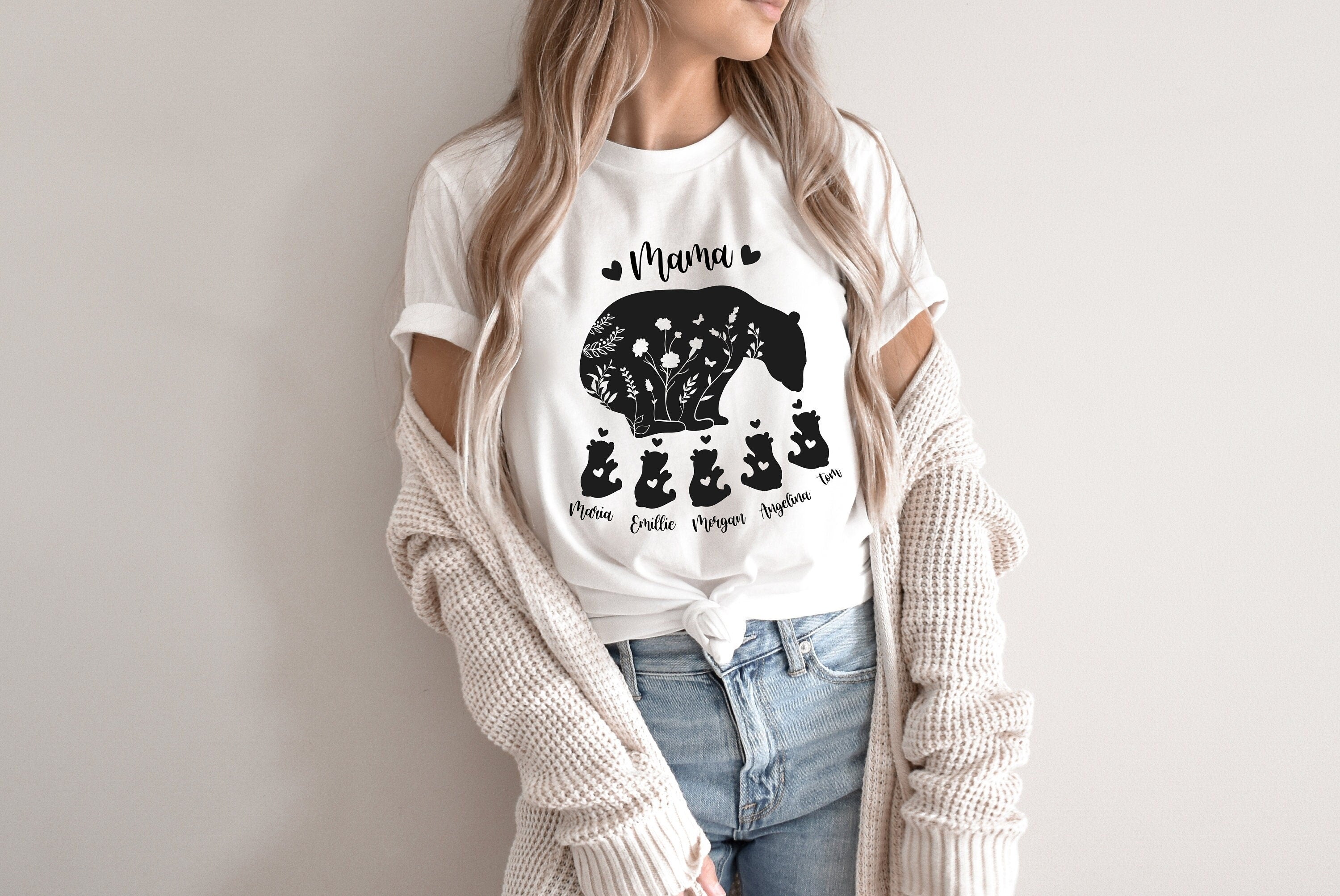 Mom Bear Shirt with Kids Name, Personalized Mama Bear Shirt, Custom Kids Names, Mothers Day Tee, Mama Shirt, Mother's Day Gift, Gift for Mom