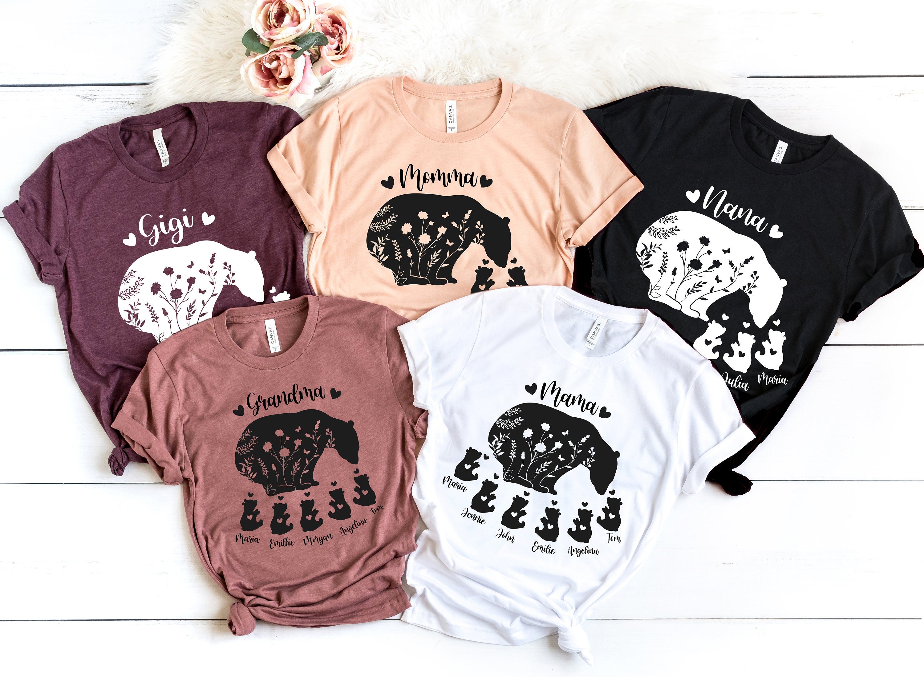 Mom Bear Shirt with Kids Name, Personalized Mama Bear Shirt, Custom Kids Names, Mothers Day Tee, Mama Shirt, Mother's Day Gift, Gift for Mom