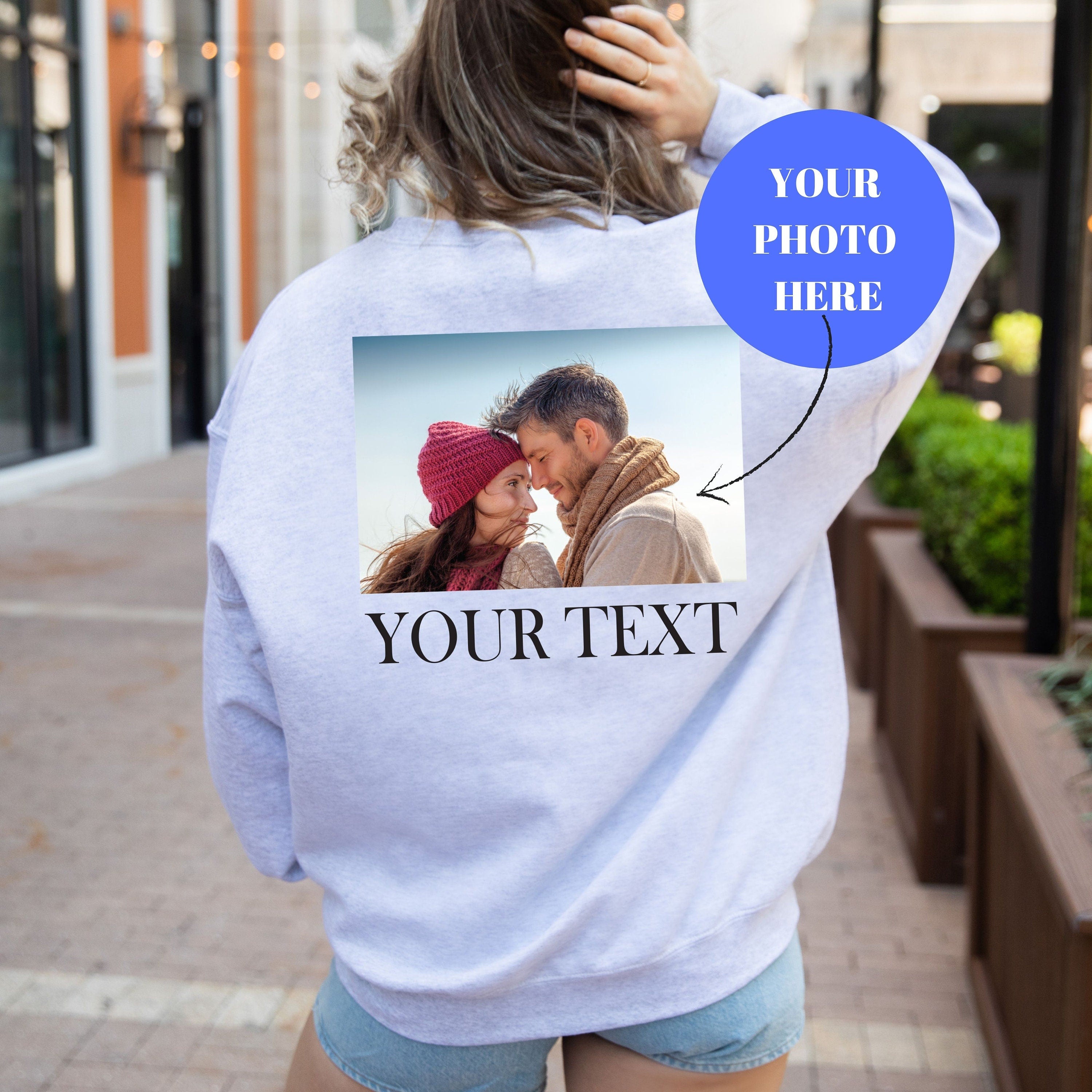Custom Photo Sweatshirt, Picture Sweatshirt, Custom Photo and Text Sweatshirt, Photo Crewneck, Your Photo and Text, Custom Picture Sweater