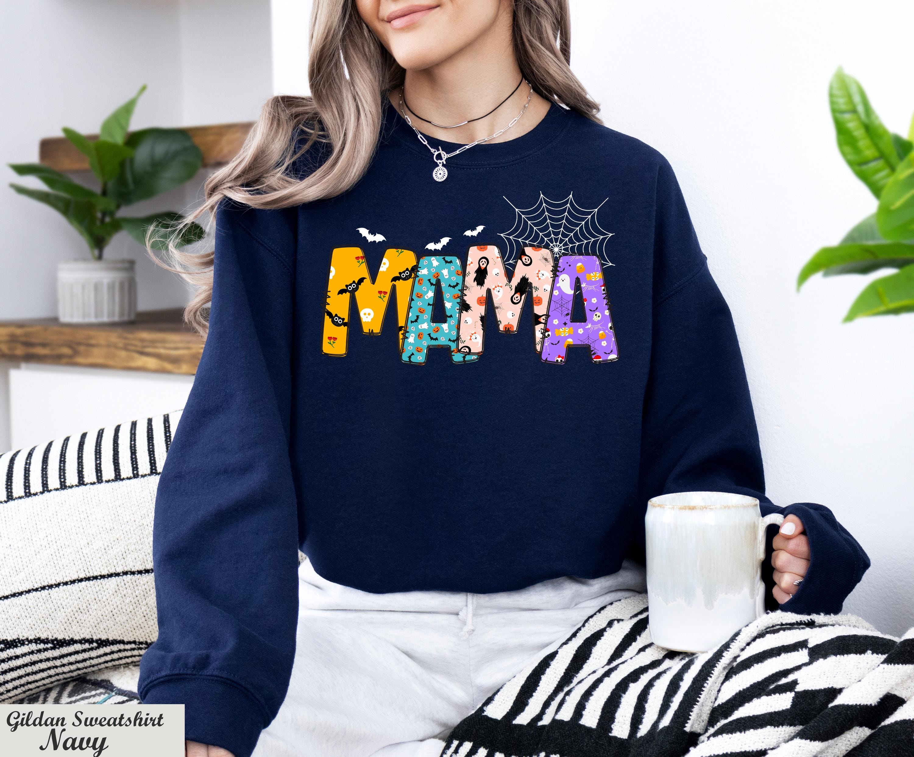 Halloween Mama Sweatshirt, Spooky Mama Long Sleeve Shirt, Spooky Mama Sweatshirt, Cozy Fall Outfit,Cute Halloween Pullover,Fall Moms Sweater