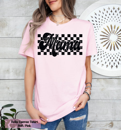 Checkered Mama Shirt, Gift for Mom, Vintage Mama T-Shirt, Groovy Mama Shirt, Mama Birthday Shirt, Expecting Mom Gift, Gender Reveal Shirt