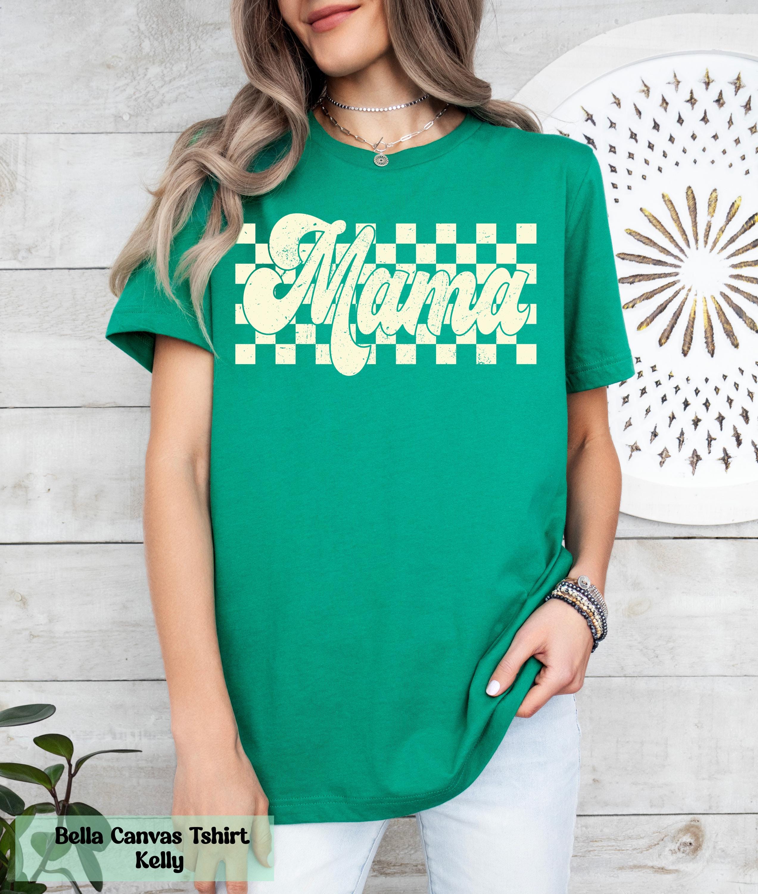 Checkered Mama Shirt, Gift for Mom, Vintage Mama T-Shirt, Groovy Mama Shirt, Mama Birthday Shirt, Expecting Mom Gift, Gender Reveal Shirt