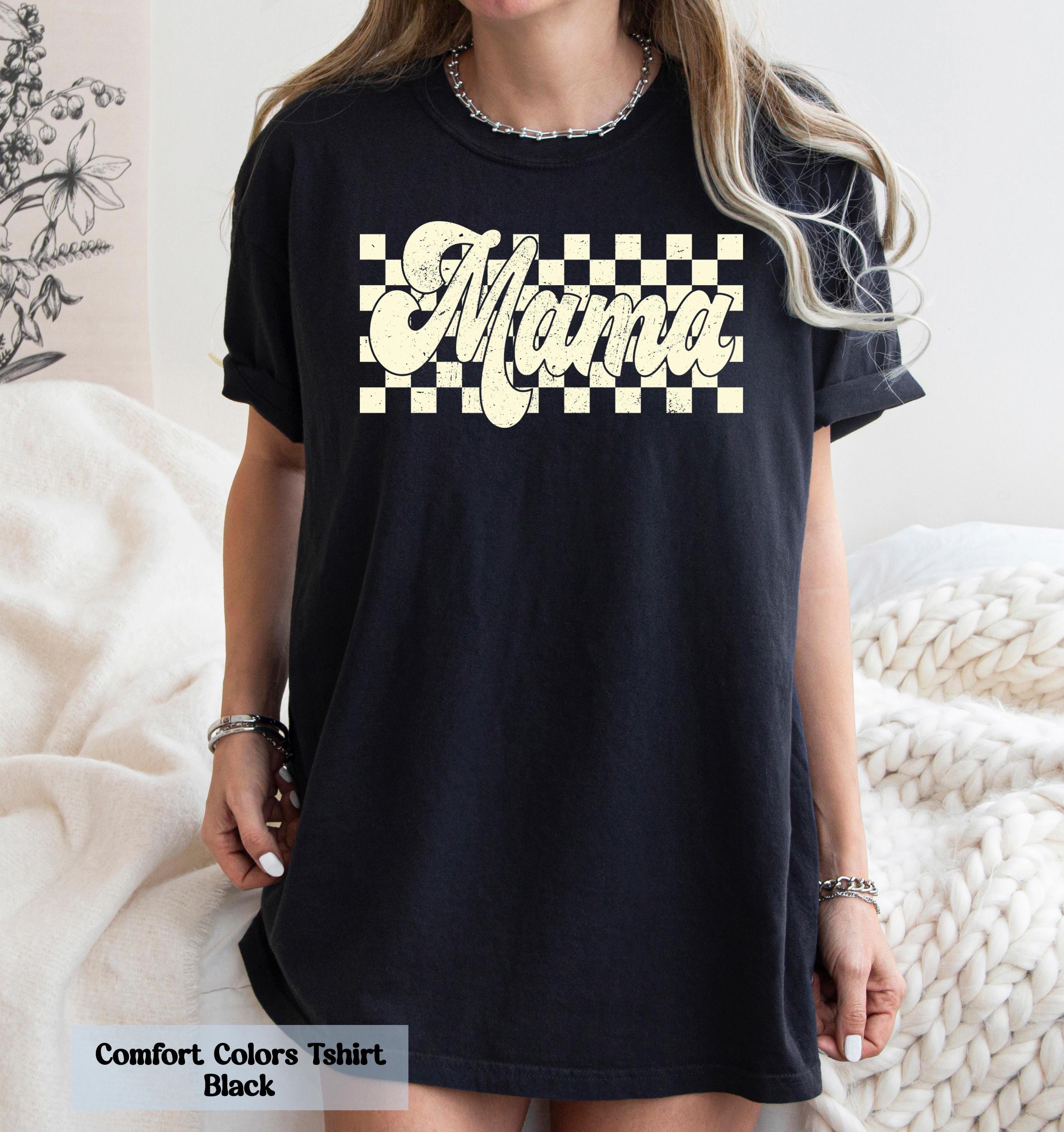 Checkered Mama Shirt, Gift for Mom, Vintage Mama T-Shirt, Groovy Mama Shirt, Mama Birthday Shirt, Expecting Mom Gift, Gender Reveal Shirt