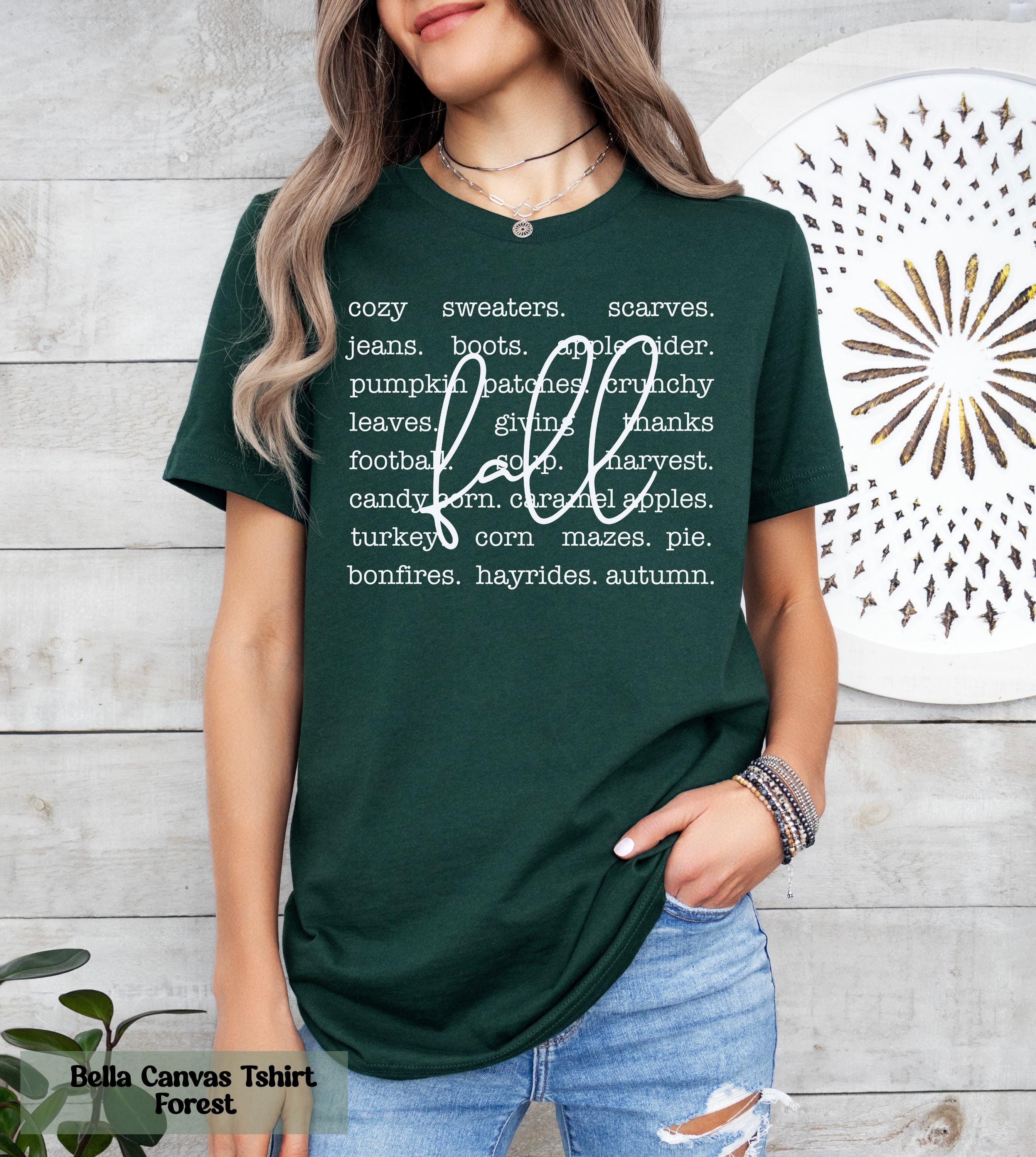 Comfort Colors Fall Words Shirt, Women's Fall Shirt, Autumn Shirt, Hello Fall T-Shirt, Fall Graphic Tees, Cute Fall Shirts, Cozy Sweaters