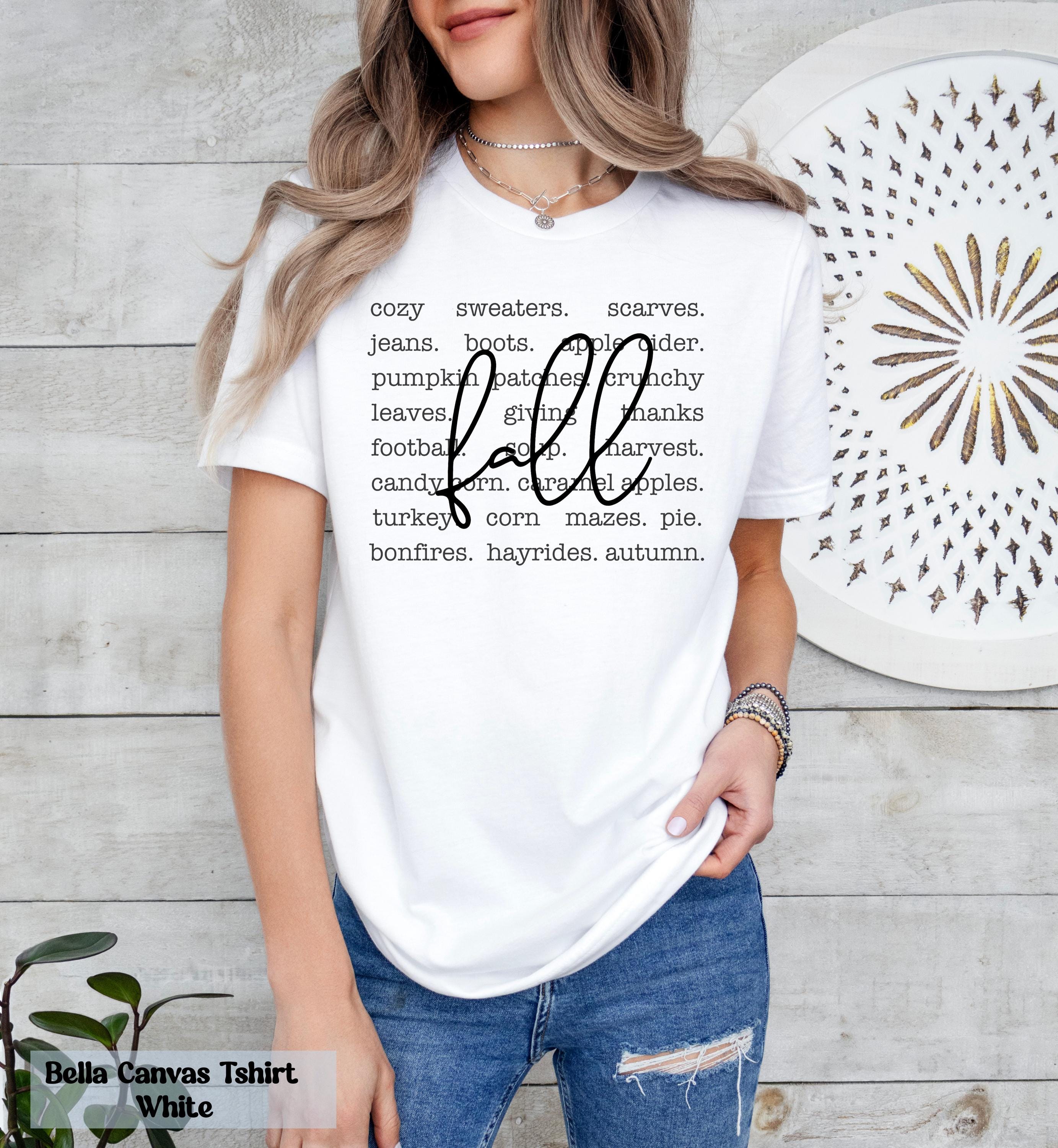 Comfort Colors Fall Words Shirt, Women's Fall Shirt, Autumn Shirt, Hello Fall T-Shirt, Fall Graphic Tees, Cute Fall Shirts, Cozy Sweaters