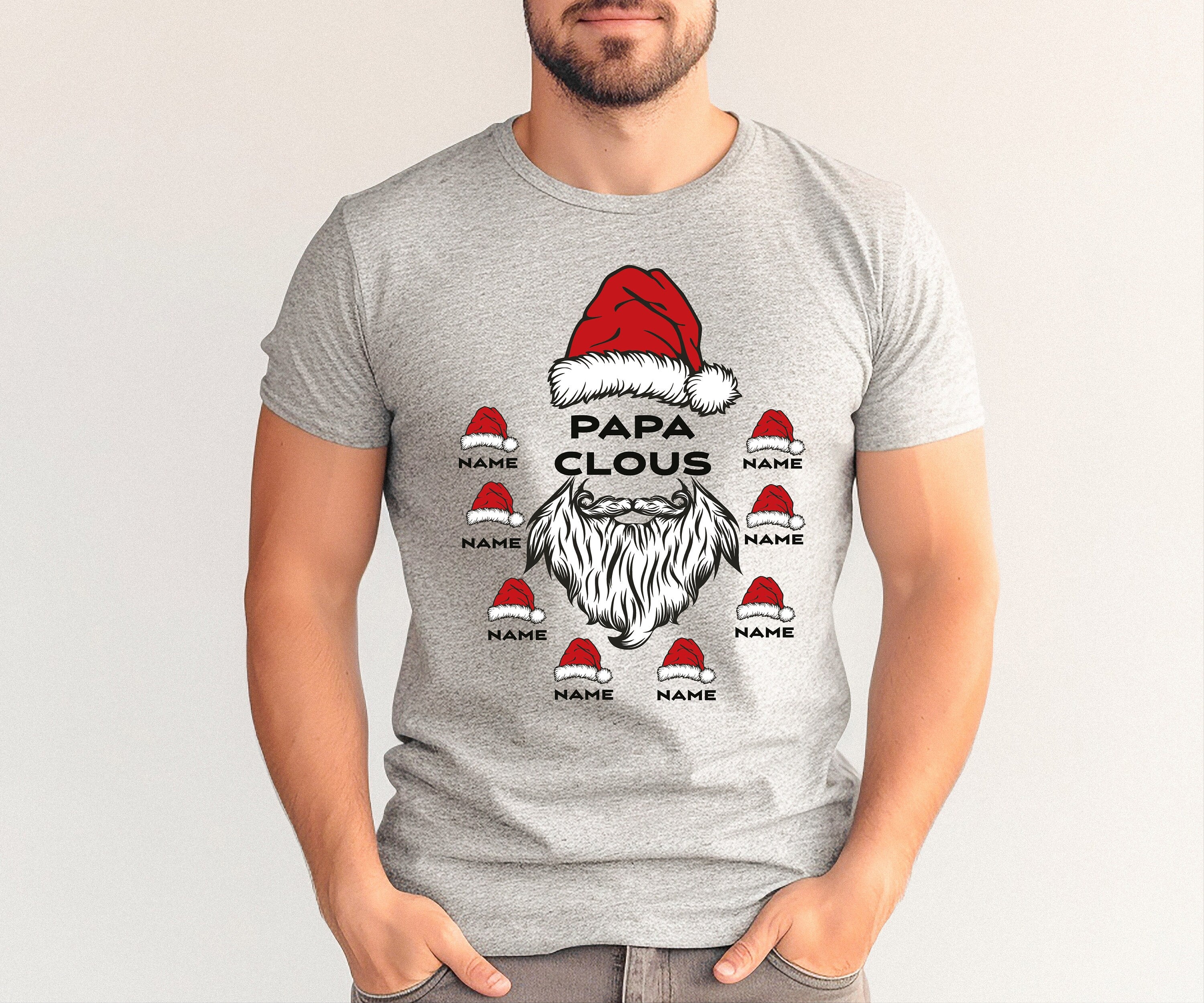 Papa Claus shirt, Family Matching Shirt, Custom Kids Name Shirt Christmas Grandpa Claus Shirt, Papa Shirt, Christmas Shirt for Grandpa gifts