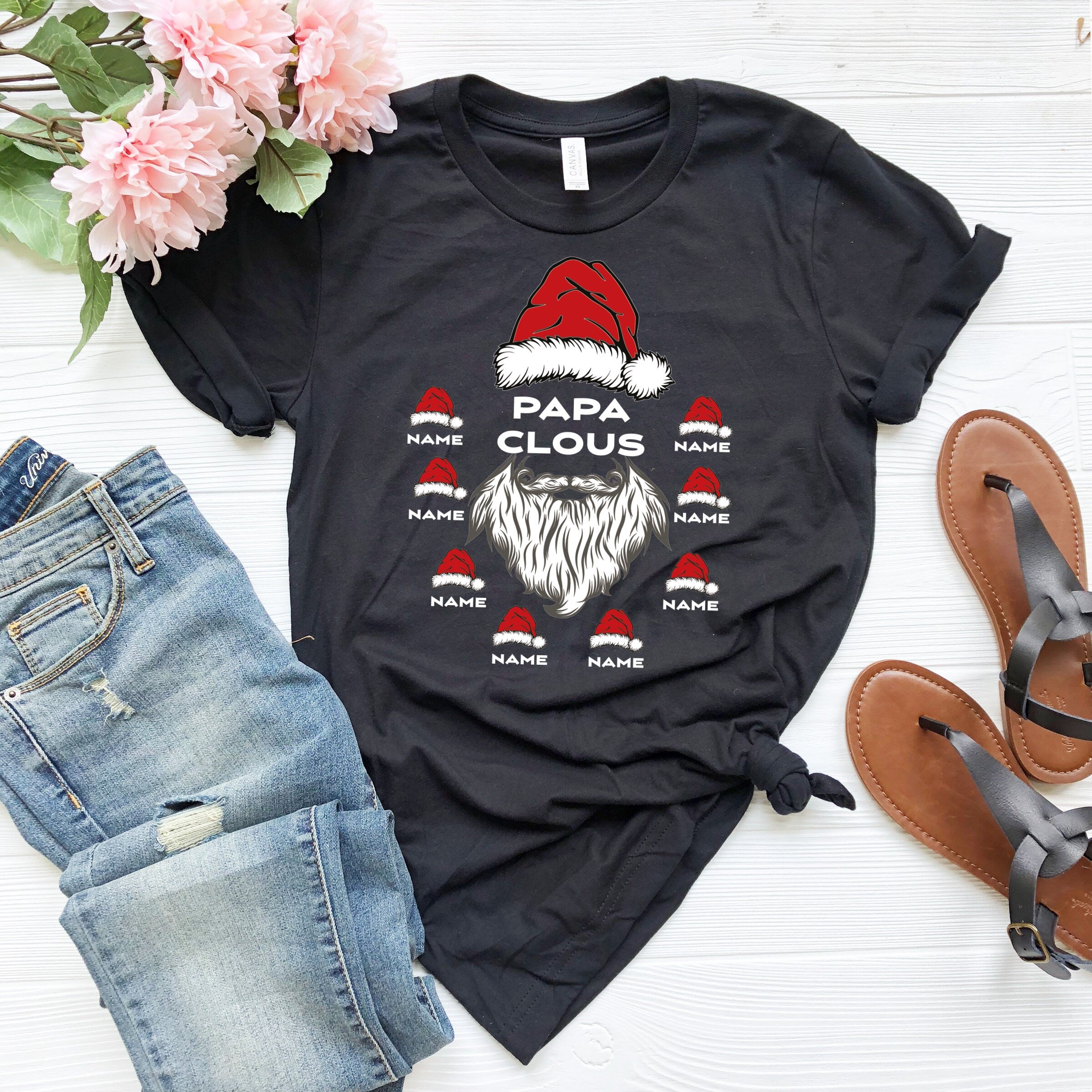 Papa Claus shirt, Family Matching Shirt, Custom Kids Name Shirt Christmas Grandpa Claus Shirt, Papa Shirt, Christmas Shirt for Grandpa gifts