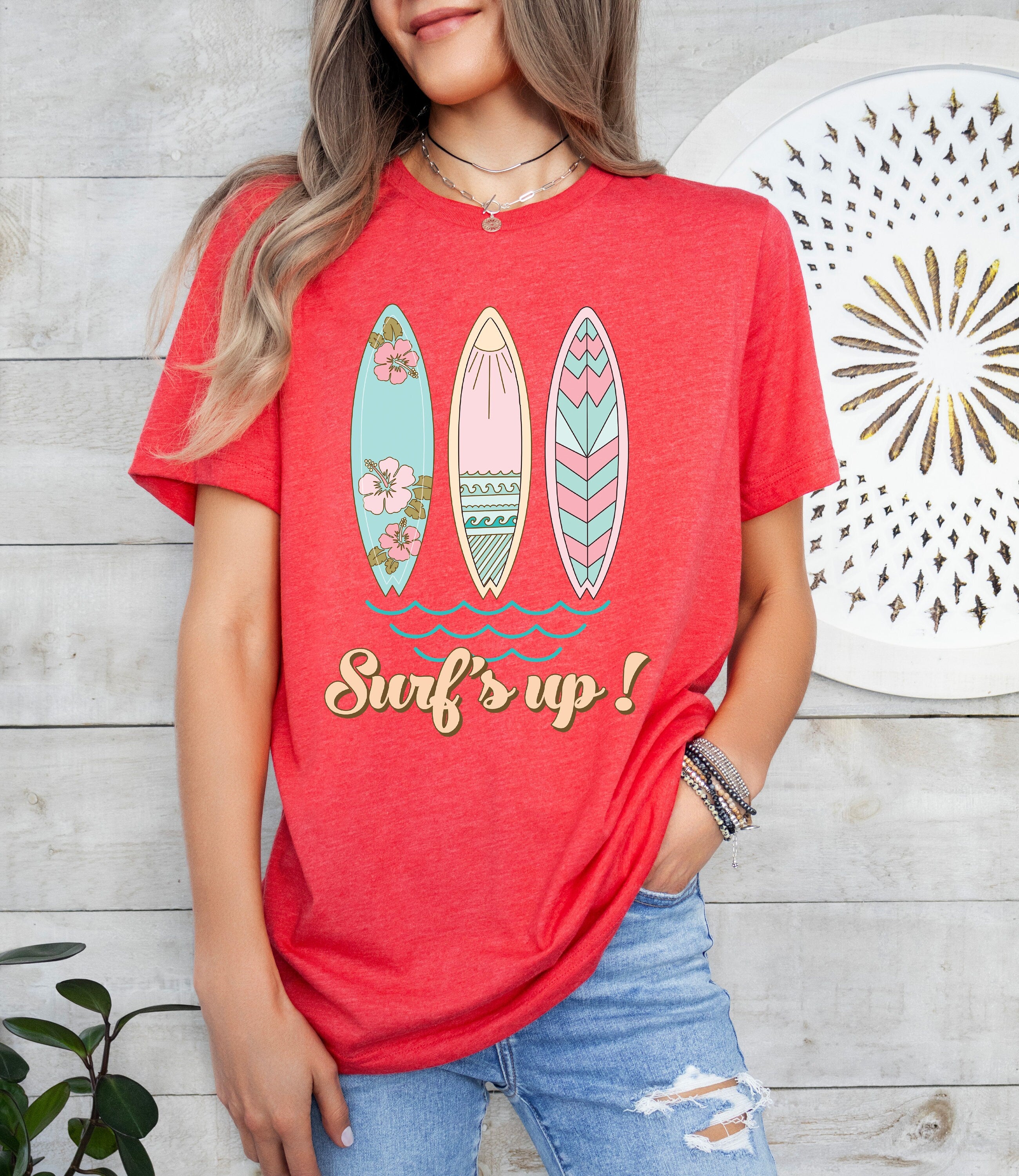 Surf's Up T-Shirt, Summer Surf Shirts, Beachwear, Sunset shirt, Sunshine Shirt, Sun Rays Tee, Beachy Vibes Tee, Retro Summer Time, Sun Shirt