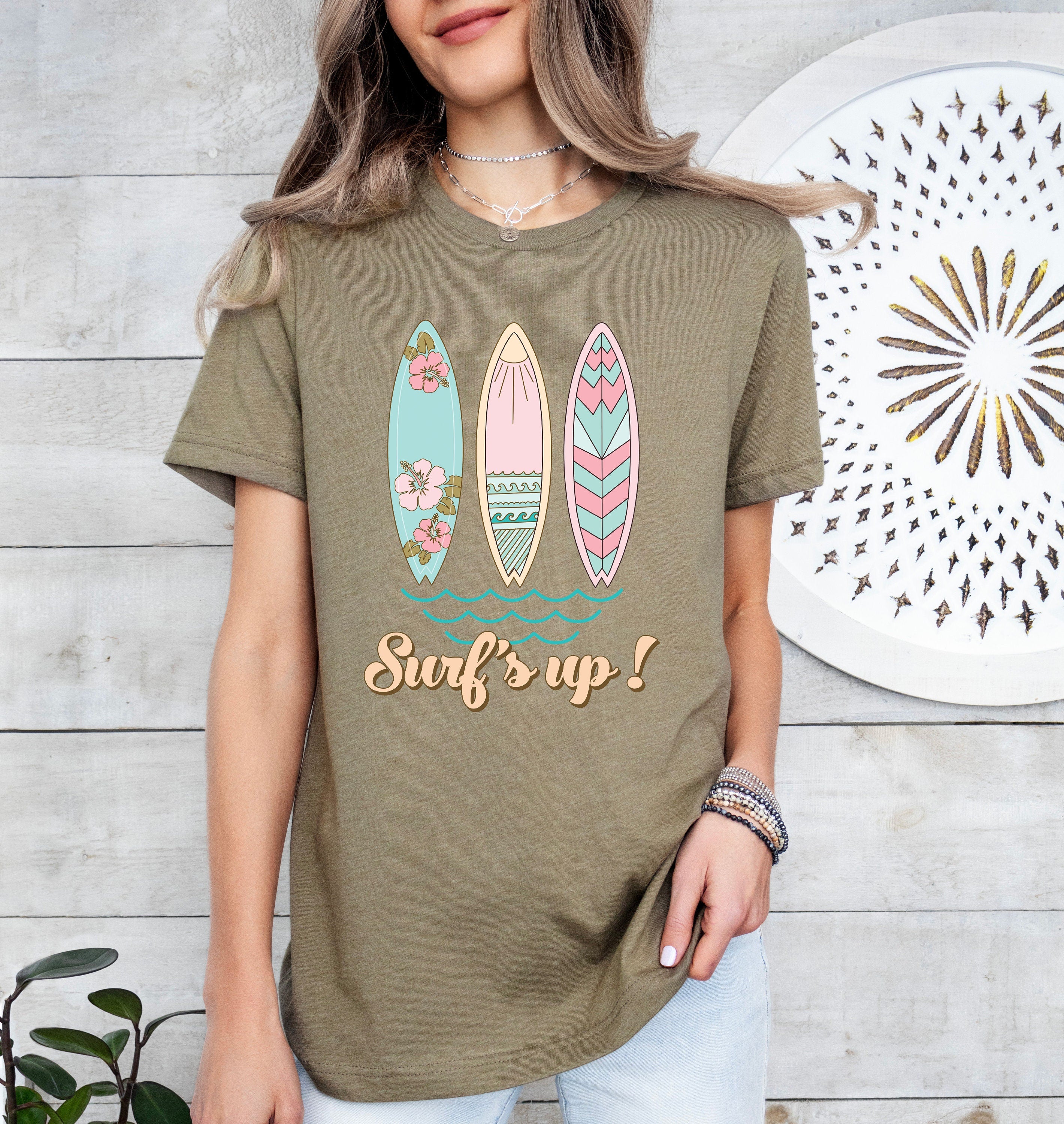 Surf's Up T-Shirt, Summer Surf Shirts, Beachwear, Sunset shirt, Sunshine Shirt, Sun Rays Tee, Beachy Vibes Tee, Retro Summer Time, Sun Shirt