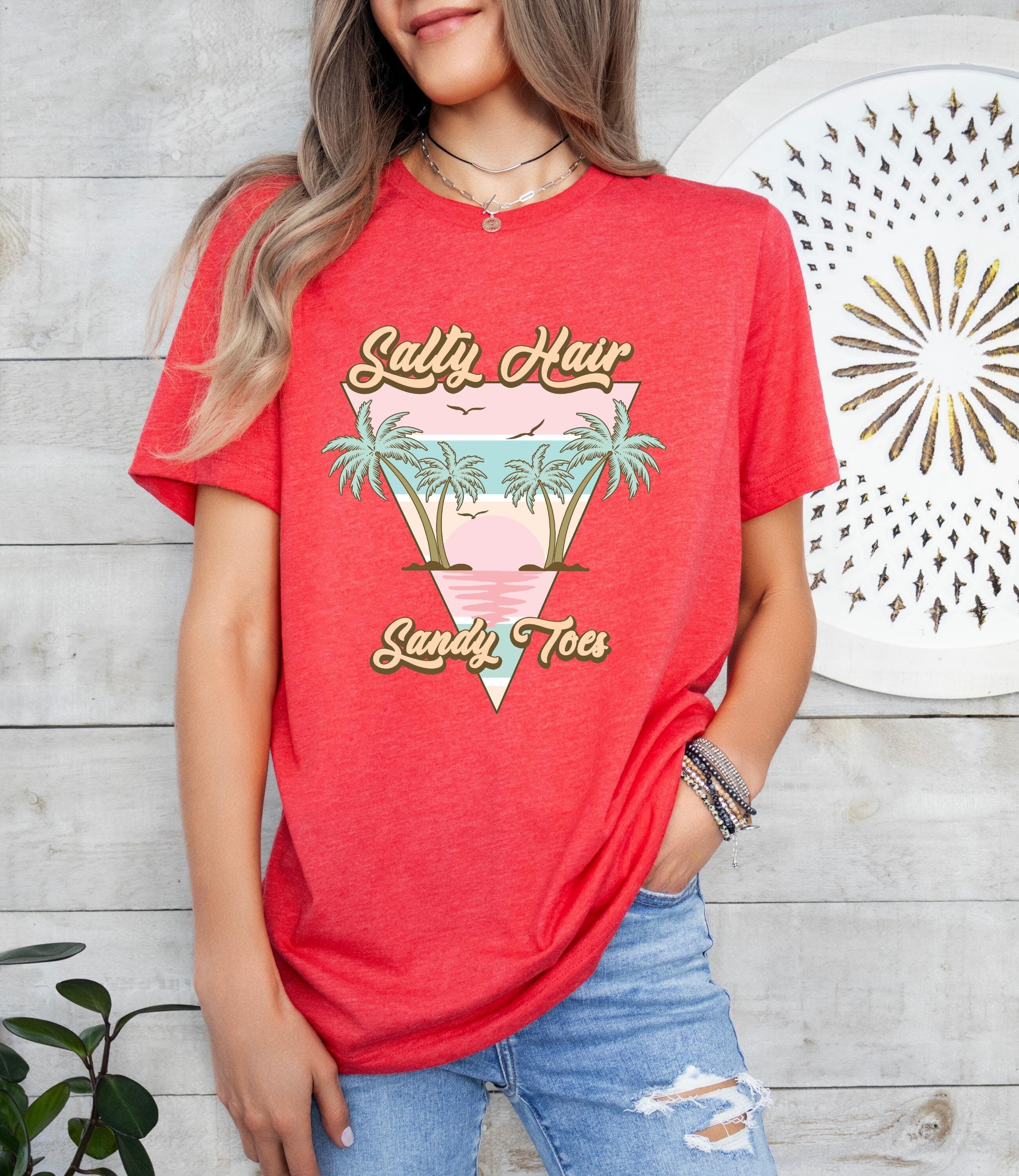 Salty Hair Sandy Toes Color Blast T-Shirt, Summer Vibes Shirts, Trendy Summer Tee, Sunset shirt, Graphic Tee Women T Shirt Girls Trip