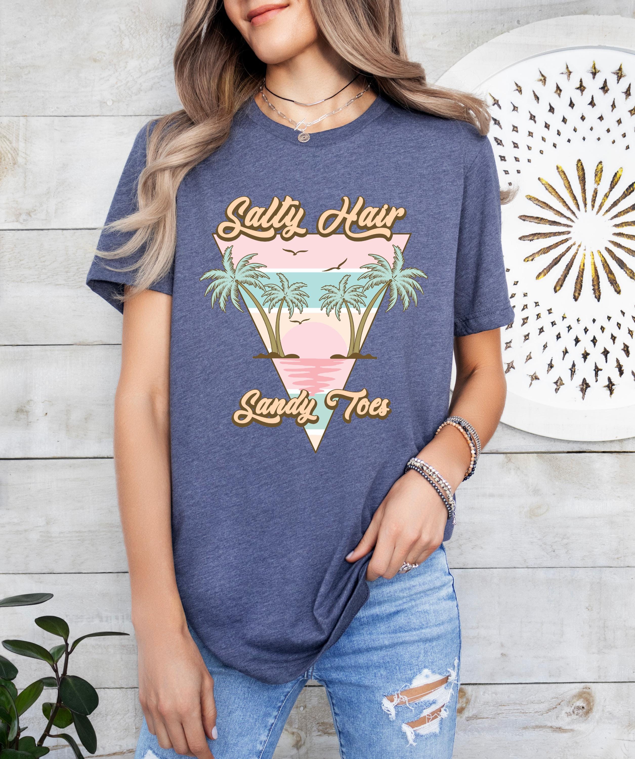 Salty Hair Sandy Toes Color Blast T-Shirt, Summer Vibes Shirts, Trendy Summer Tee, Sunset shirt, Graphic Tee Women T Shirt Girls Trip