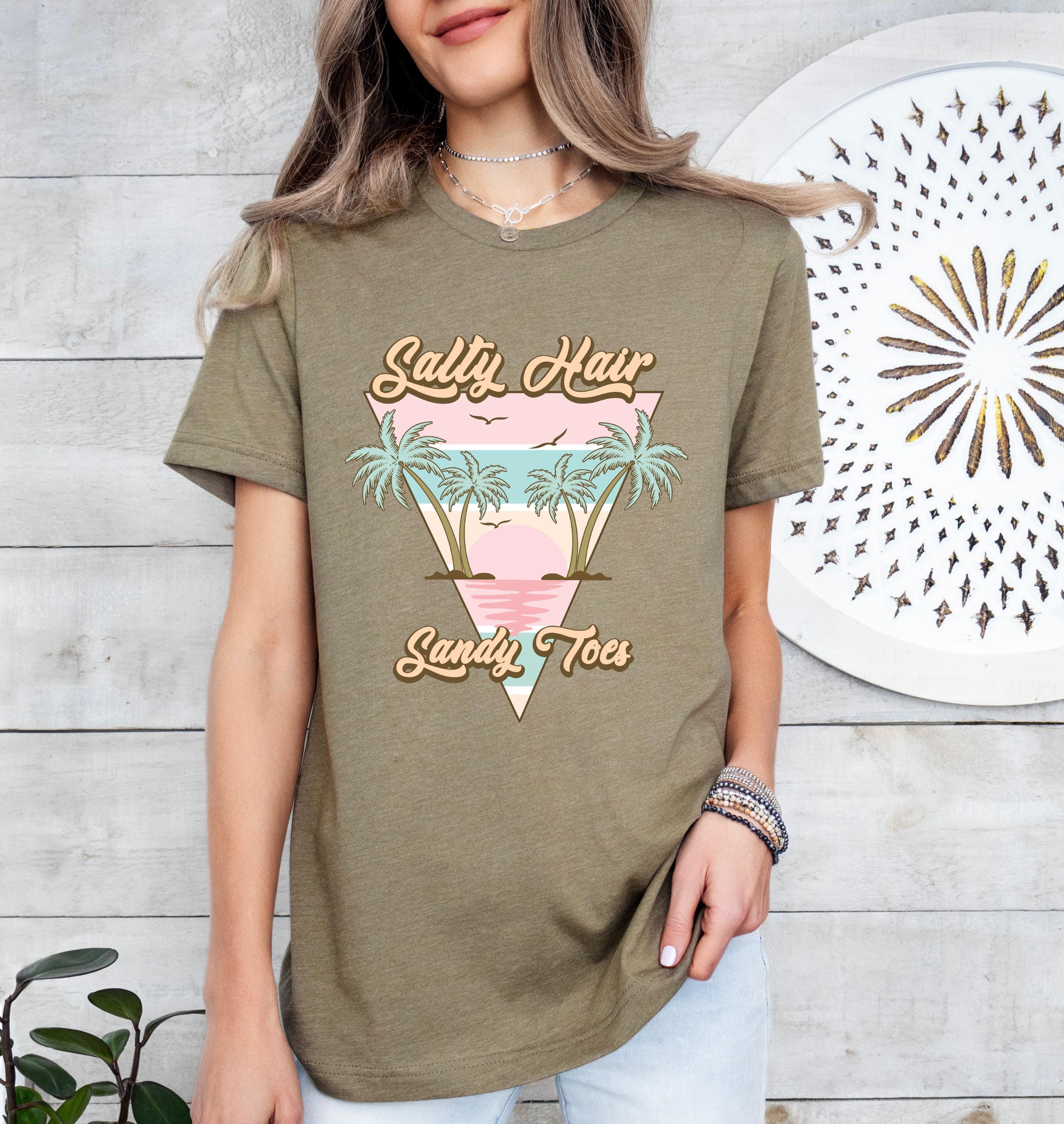 Salty Hair Sandy Toes Color Blast T-Shirt, Summer Vibes Shirts, Trendy Summer Tee, Sunset shirt, Graphic Tee Women T Shirt Girls Trip