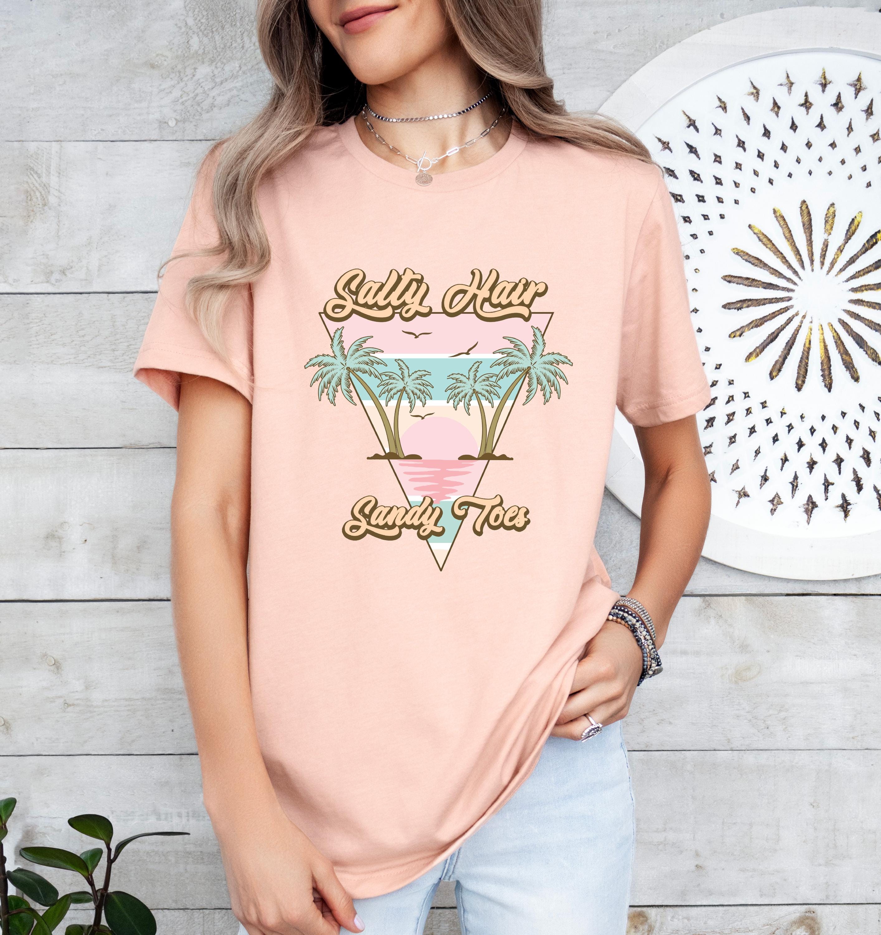 Salty Hair Sandy Toes Color Blast T-Shirt, Summer Vibes Shirts, Trendy Summer Tee, Sunset shirt, Graphic Tee Women T Shirt Girls Trip