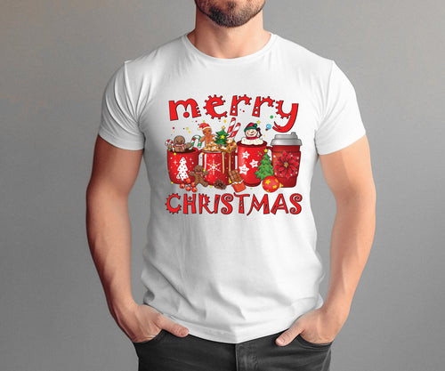Bella Canvas Christmas Coffee , Christmas Coffee Shirt, Women Holiday Shirt, Coffee Lover Gift, Latte Drink Crewneck, merry christmas