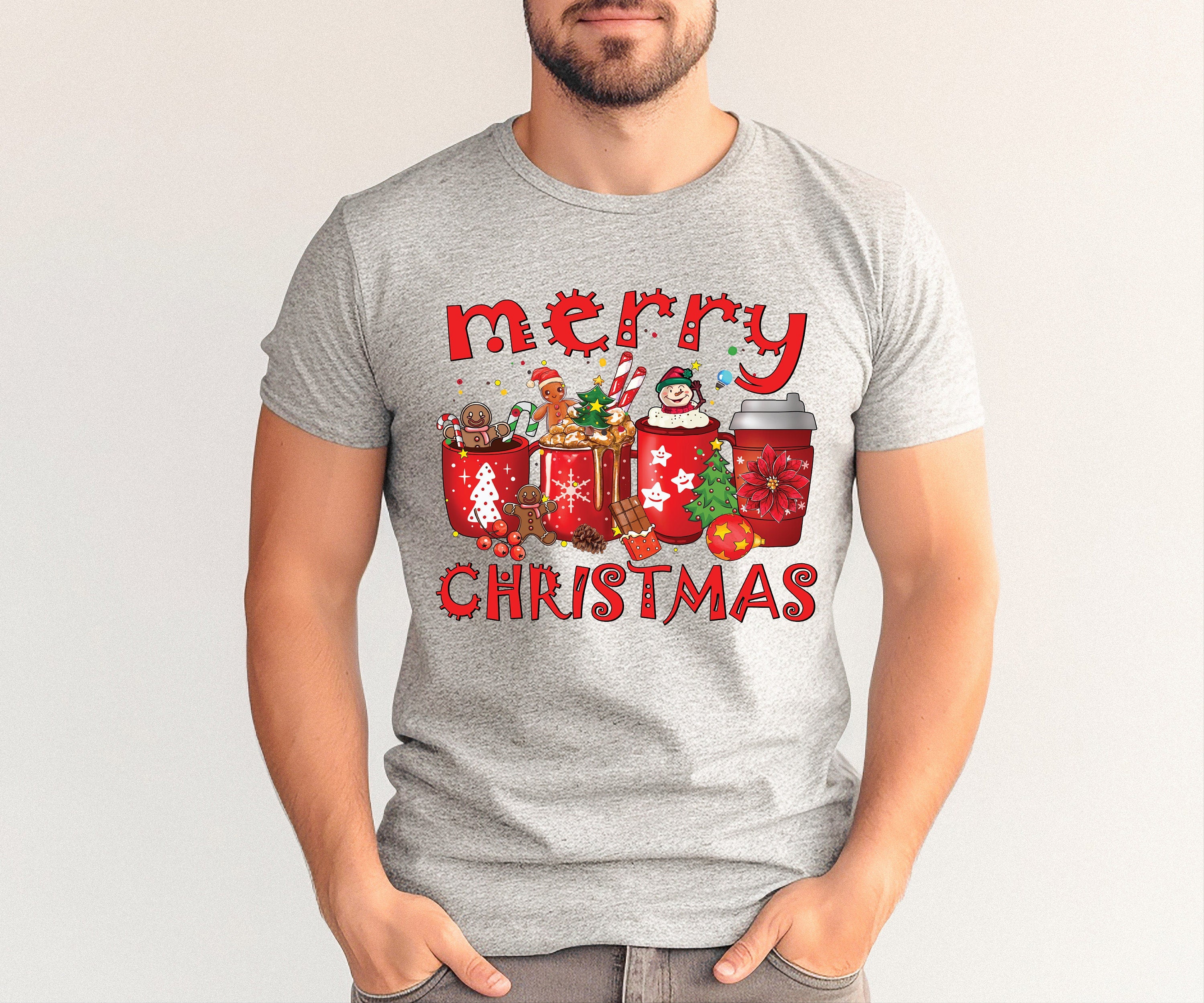 Bella Canvas Christmas Coffee , Christmas Coffee Shirt, Women Holiday Shirt, Coffee Lover Gift, Latte Drink Crewneck, merry christmas
