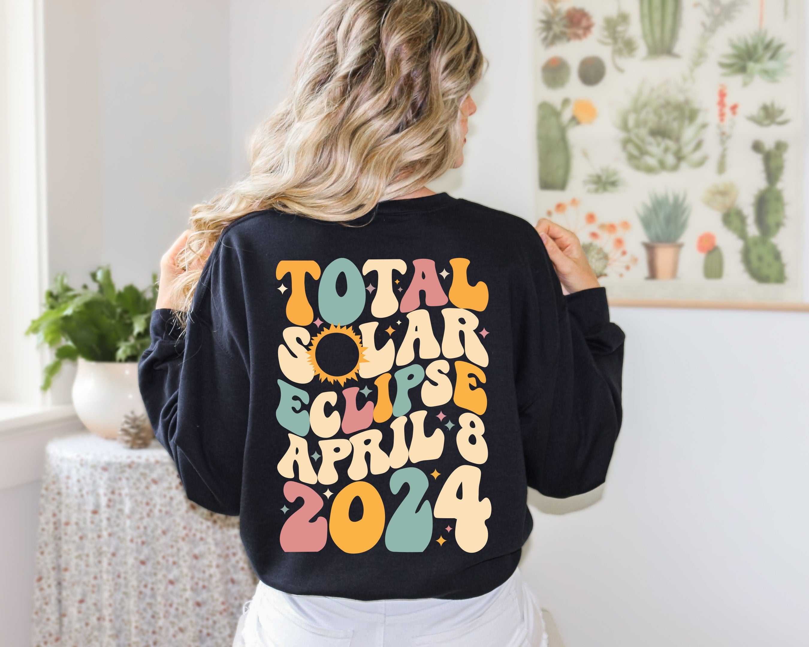 Solar Eclipse 2024 Sweatshirt, April 8th 2024 Shirt,  Double-Sided Shirt, Eclipse Event 2024 Shirt, Celestial Shirt, Gift for Eclipse Lover,