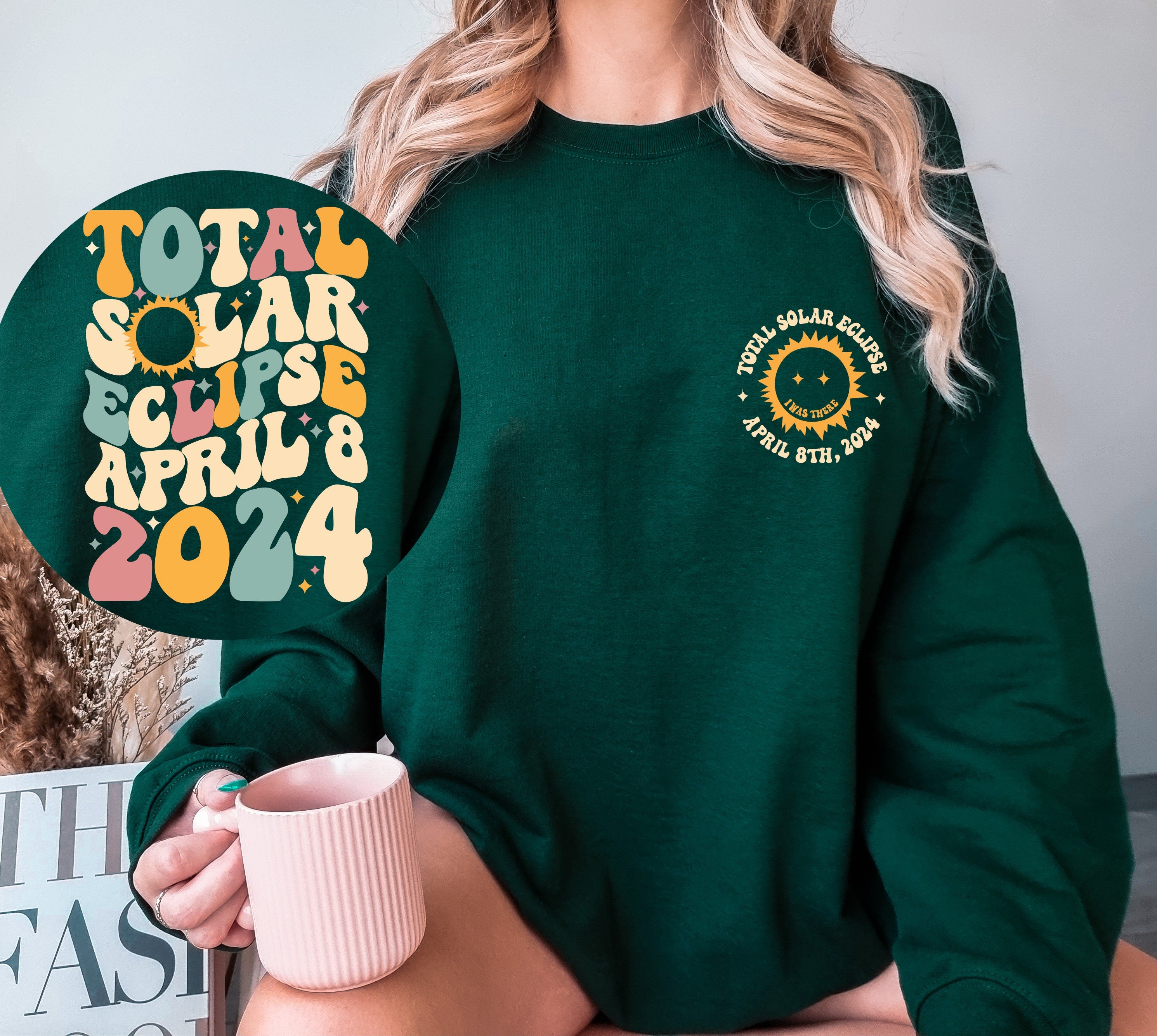 Solar Eclipse 2024 Sweatshirt, April 8th 2024 Shirt,  Double-Sided Shirt, Eclipse Event 2024 Shirt, Celestial Shirt, Gift for Eclipse Lover,