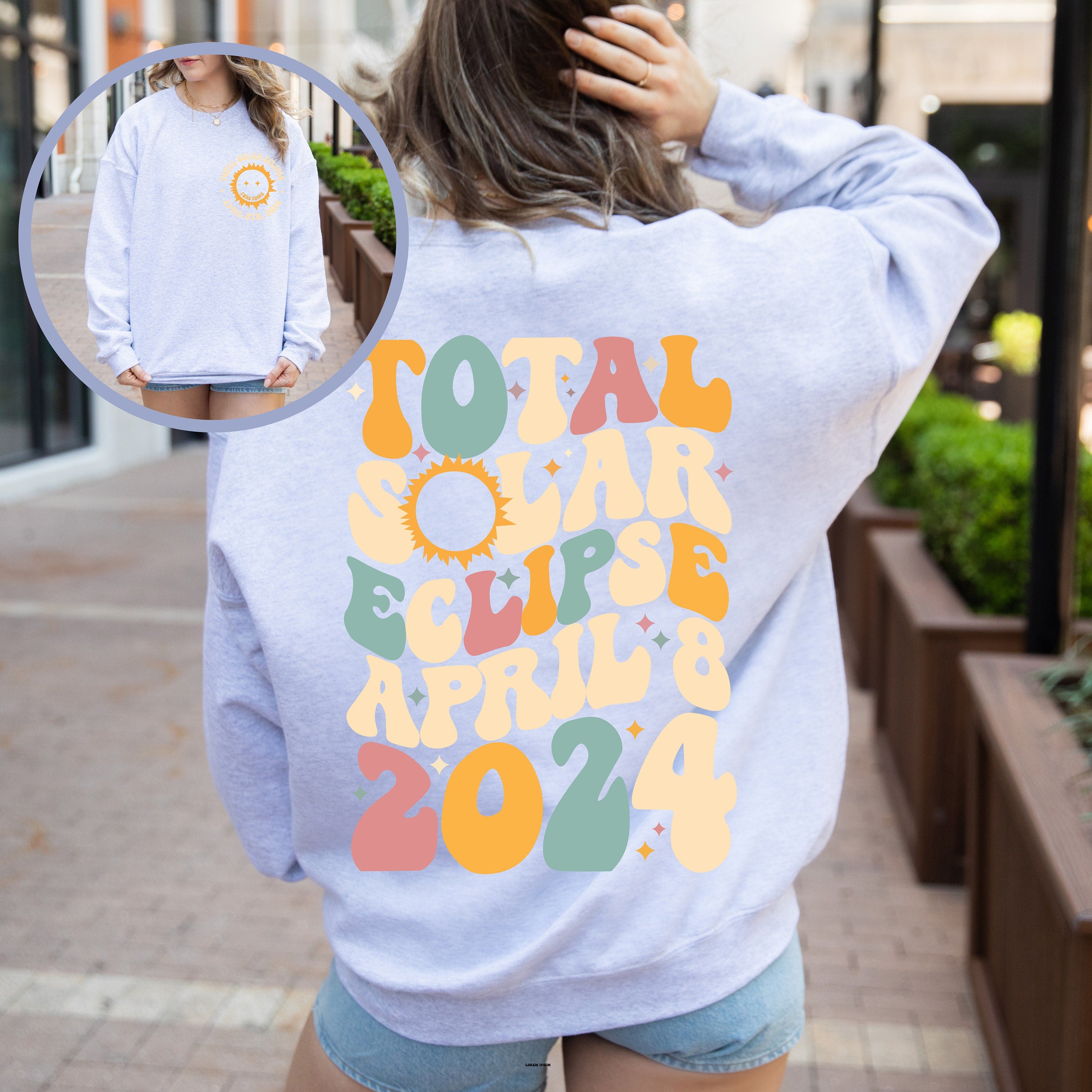 Solar Eclipse 2024 Sweatshirt, April 8th 2024 Shirt,  Double-Sided Shirt, Eclipse Event 2024 Shirt, Celestial Shirt, Gift for Eclipse Lover,