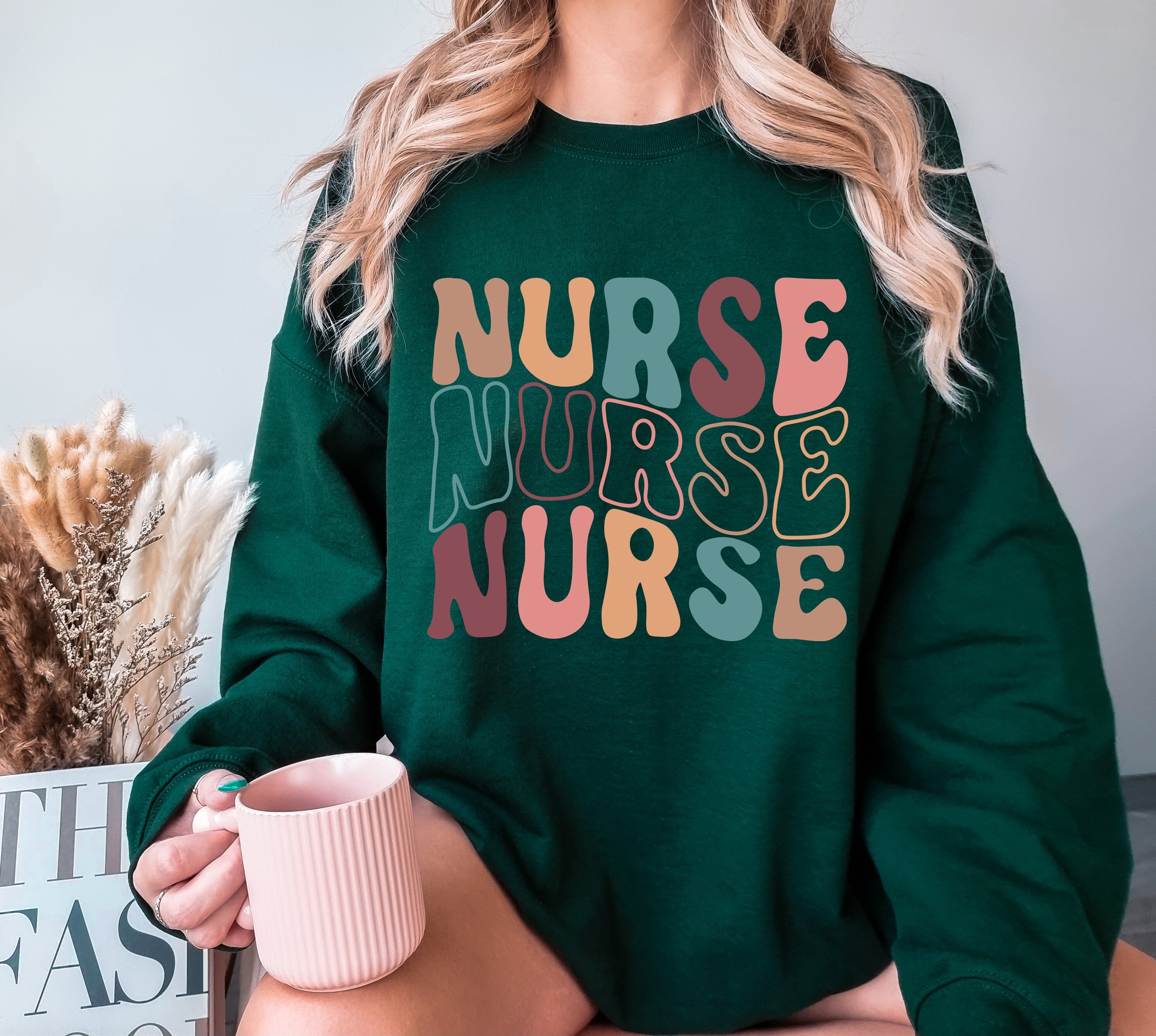 Groovy Blue Nurse Sweatshirt, Retro Nurse Shirts, RN, Unisex Crewneck Sweatshirt, Graduation Gift, Nurses Week Appreciation Nursing School